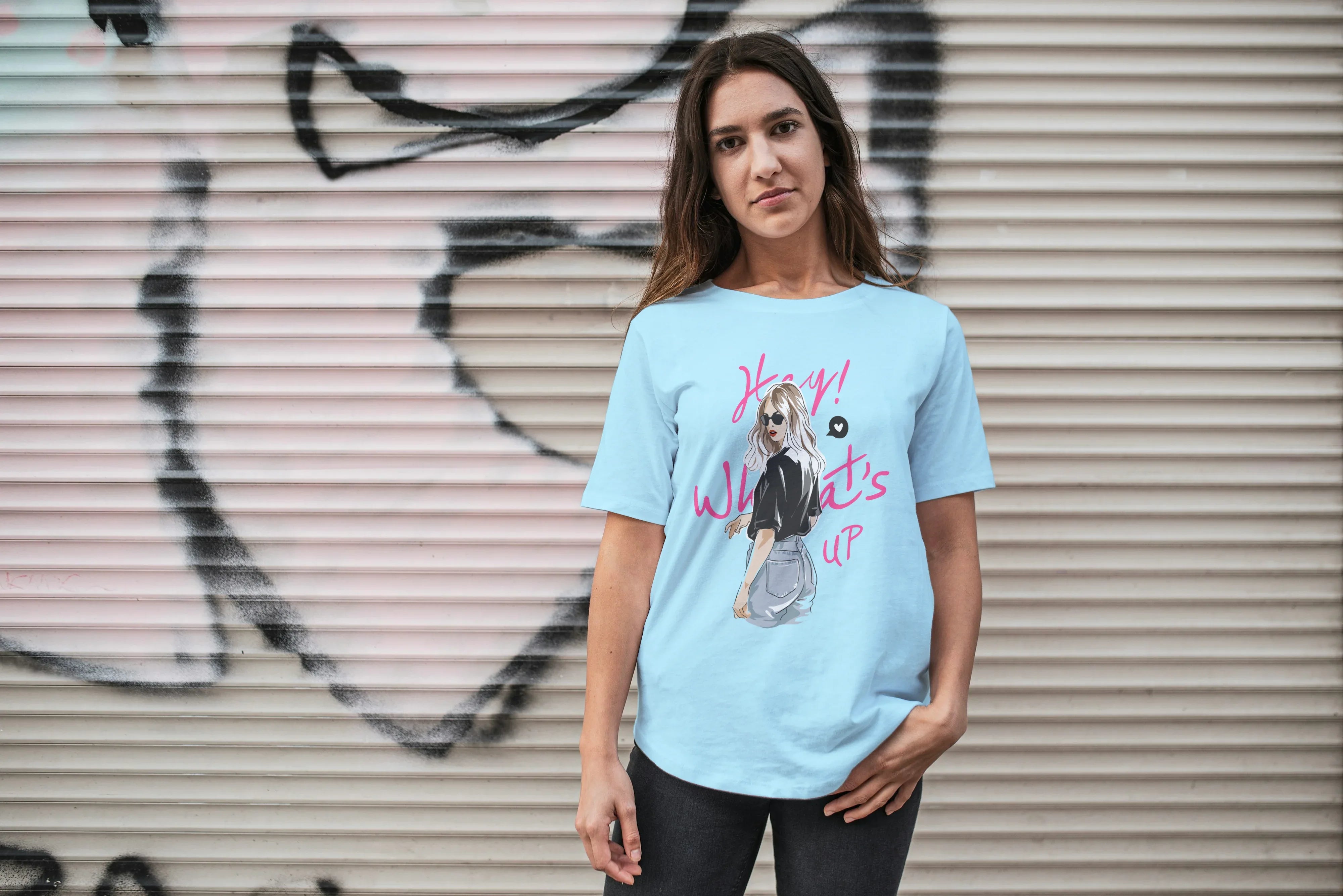 Hey ! What's Up Graphic Oversized Classic T-Shirt for Women - Not So Suttle