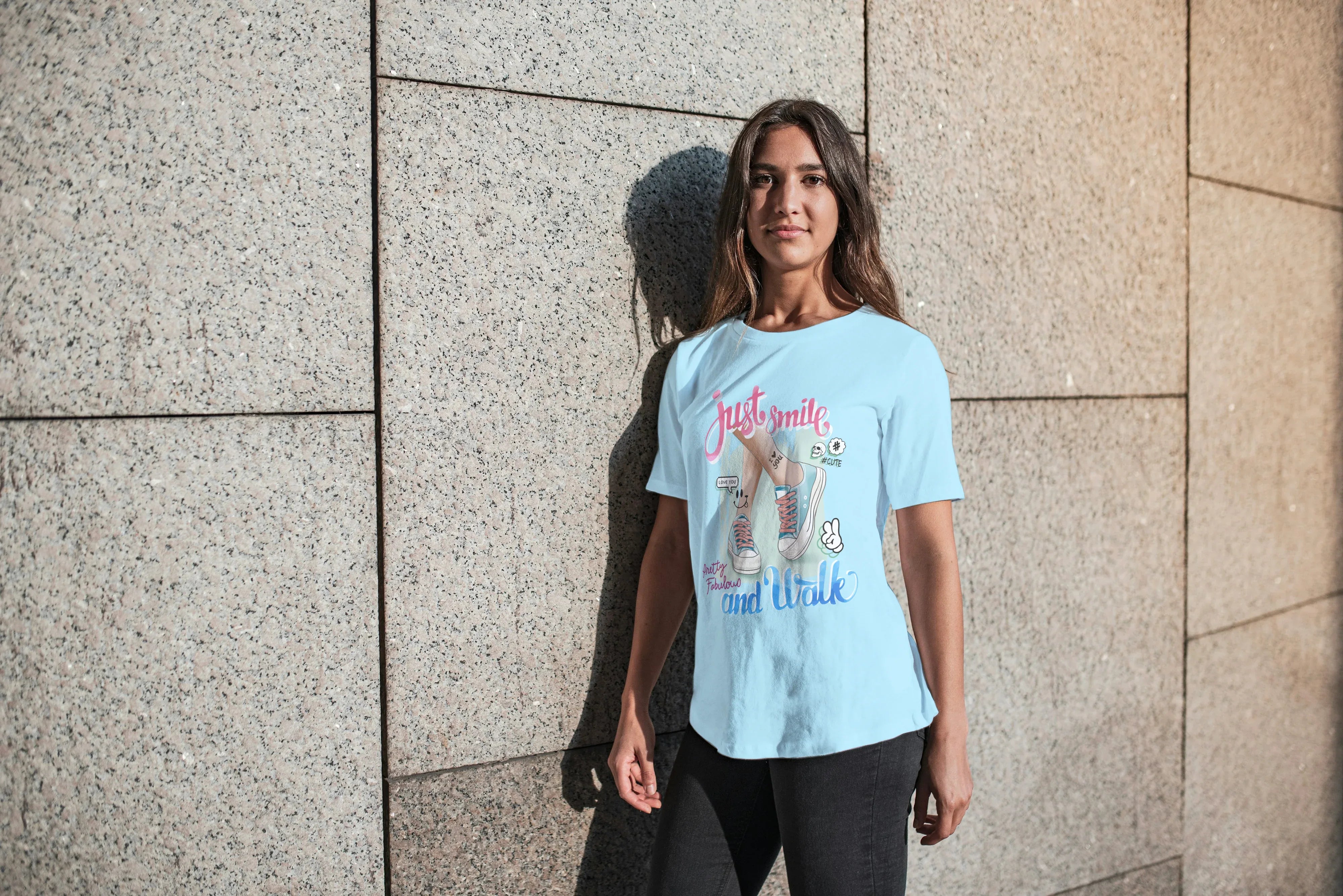Just Smile and Walk Graphic Oversized Classic T-Shirt for Women - Not So Suttle