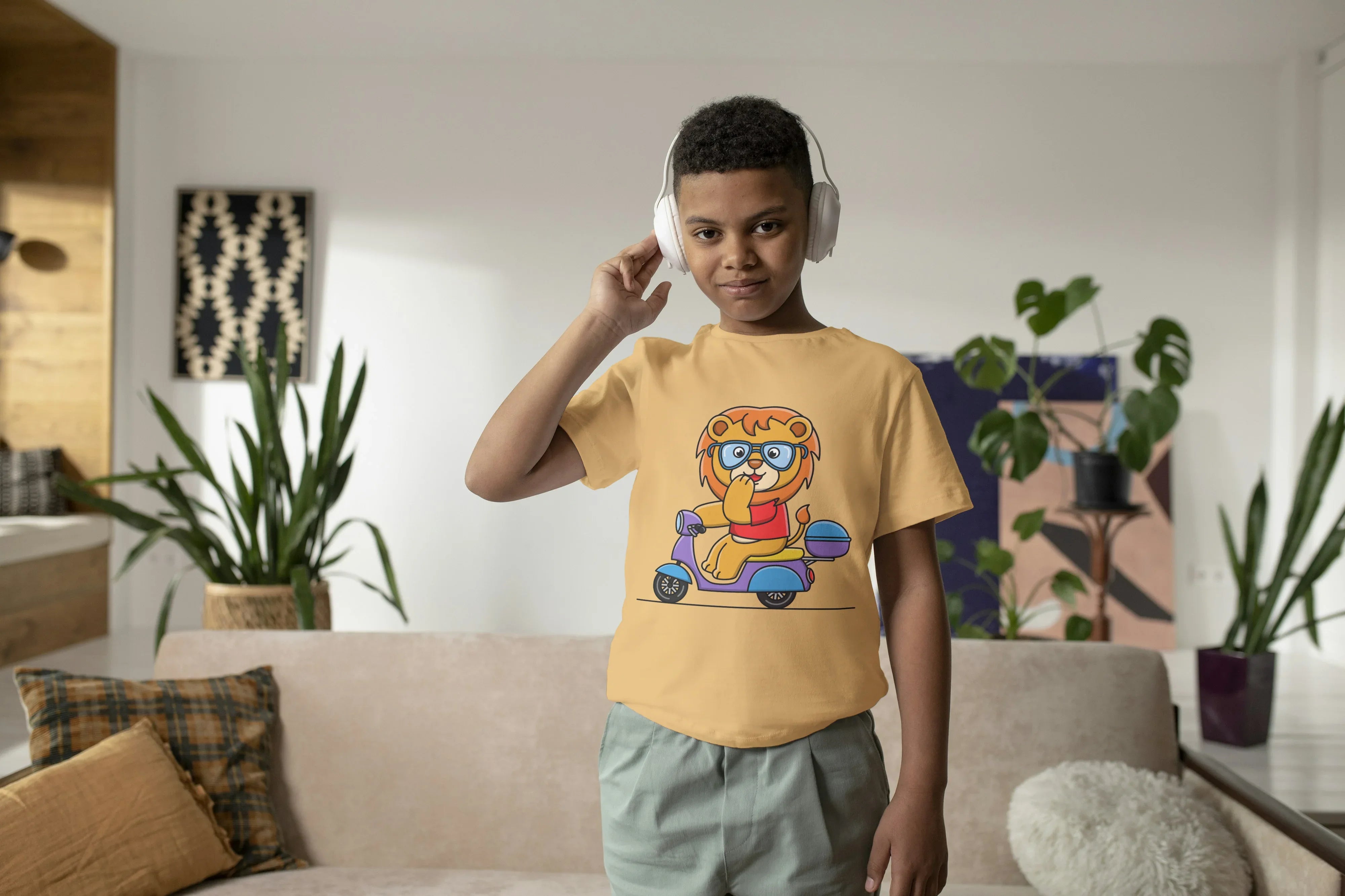 Lion on Scooter Graphic T-Shirt for Boys - Not So Suttle