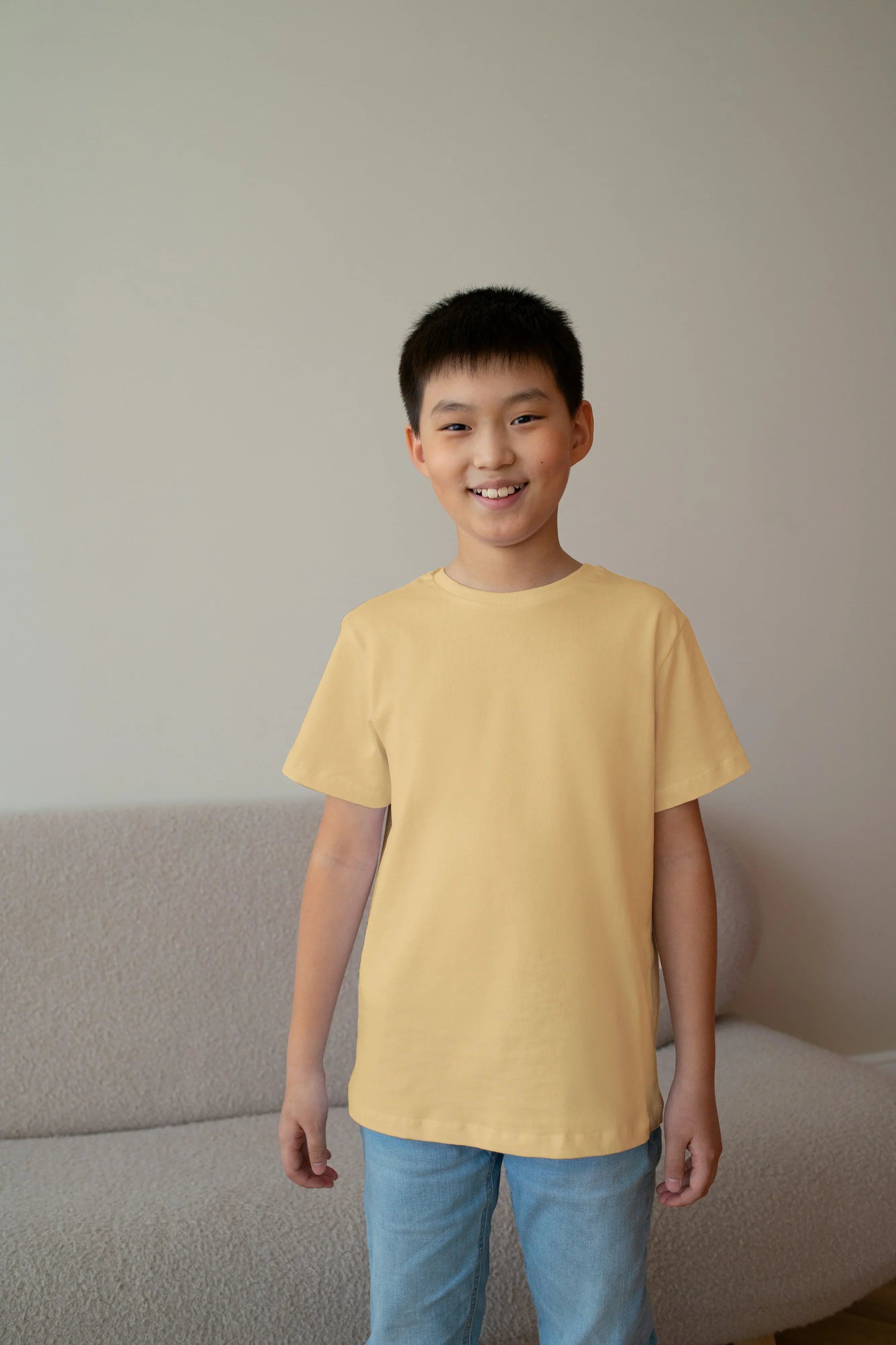 Boy's Crew Neck T-Shirt Beige - Not So Suttle
