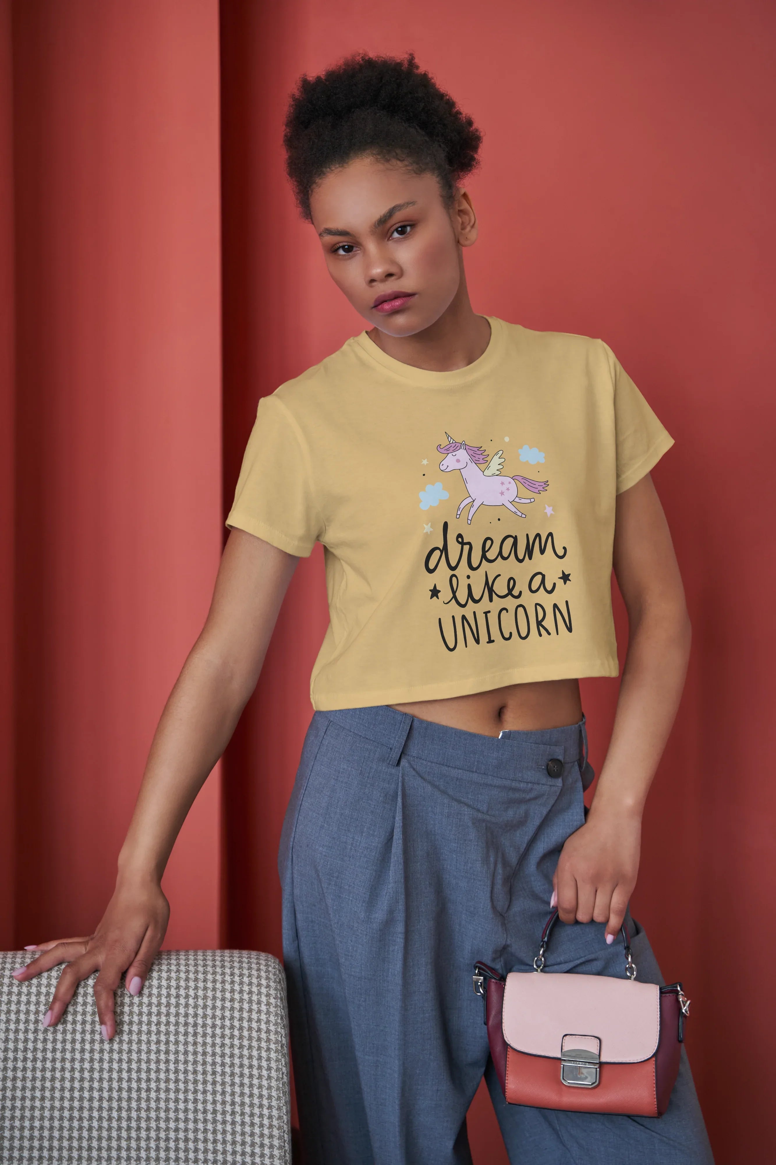 Dream Lika a Unicorn Graphic Crop Top for Women - Not So Suttle