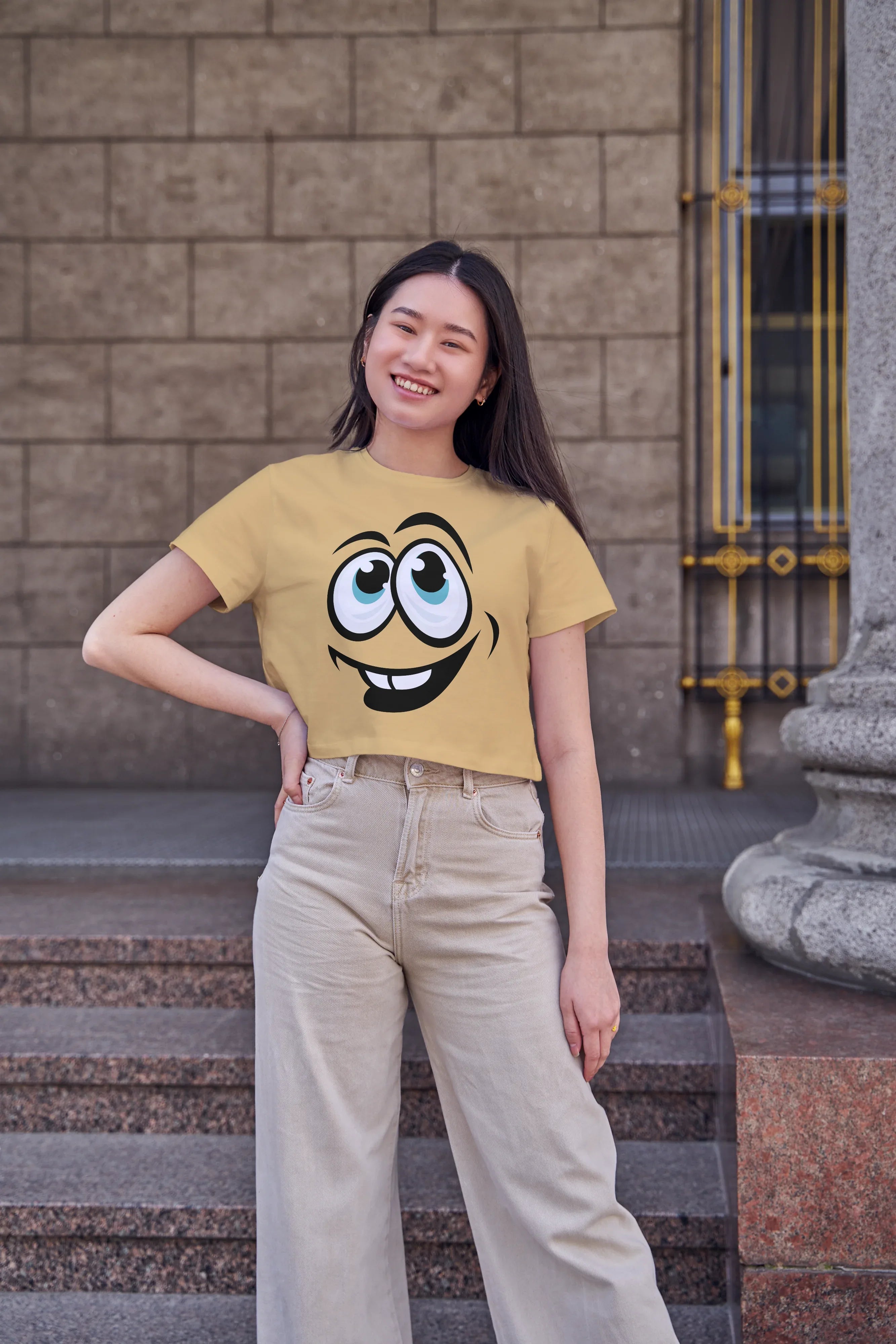 Smiley Graphic Crop Top for Women - Not So Suttle