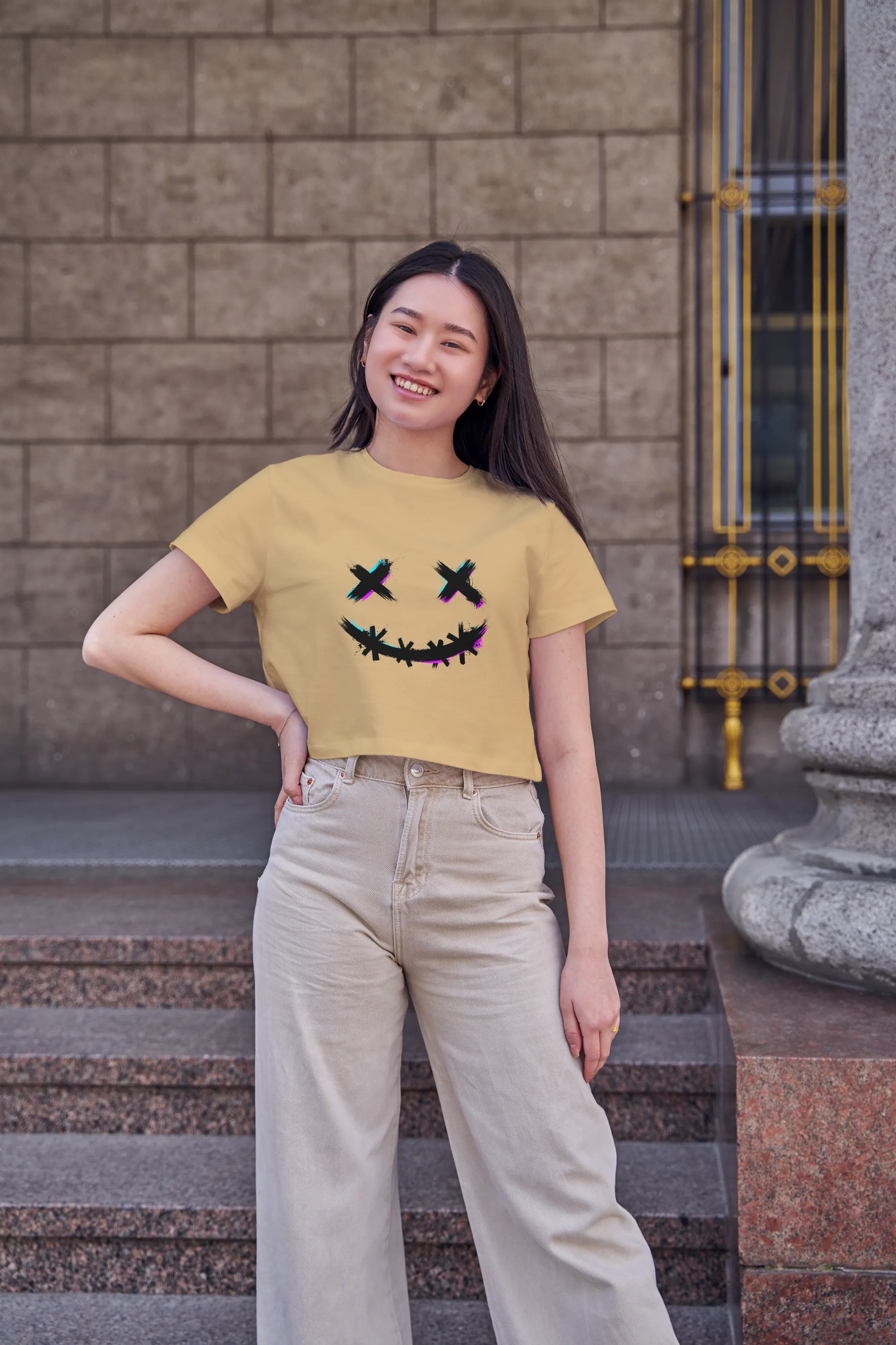 Monster Smile Graphic Crop Top for Women - Not So Suttle
