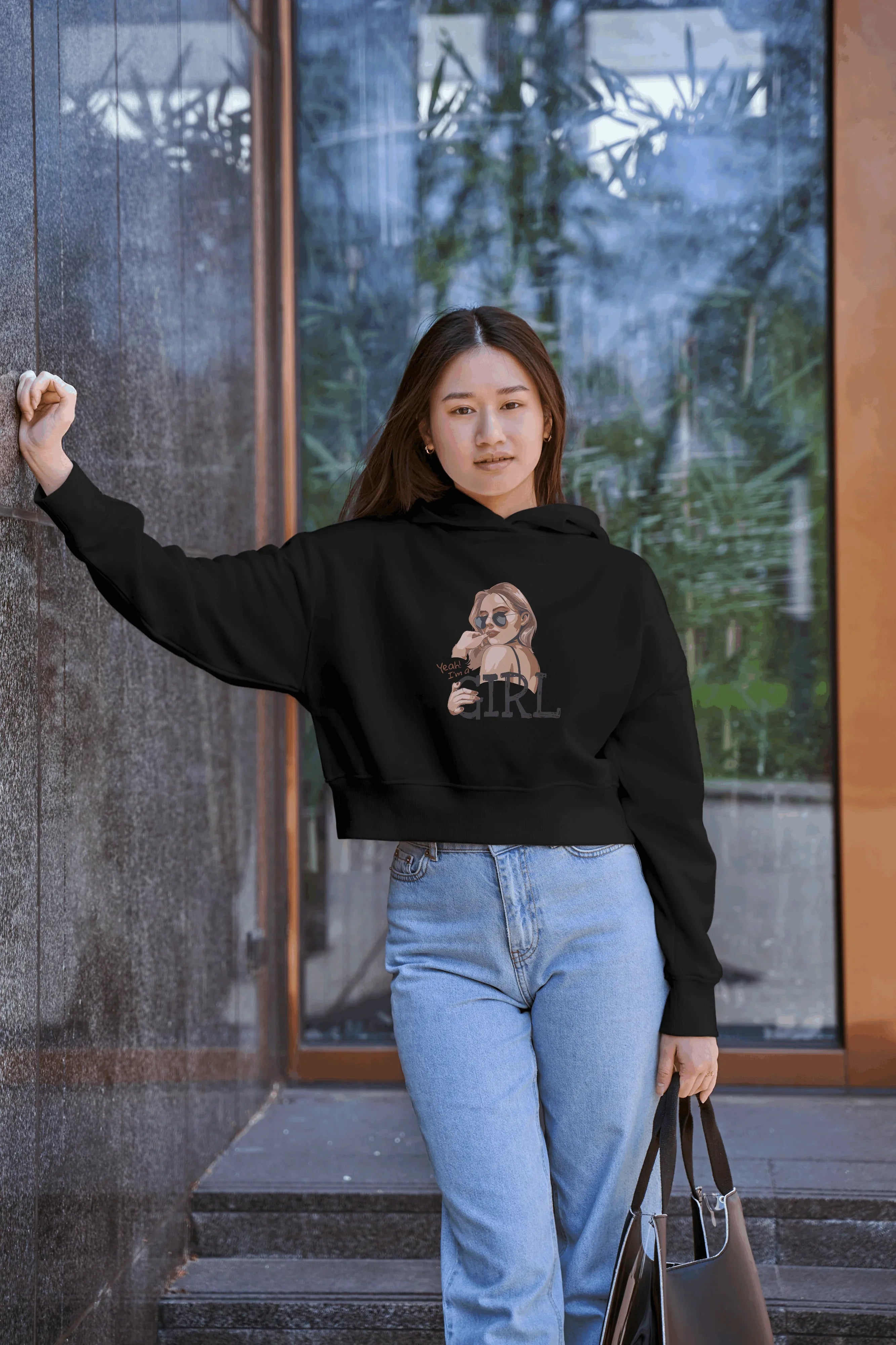 Girl With Style Graphic Cropped Hoodie for Women - Not So Suttle