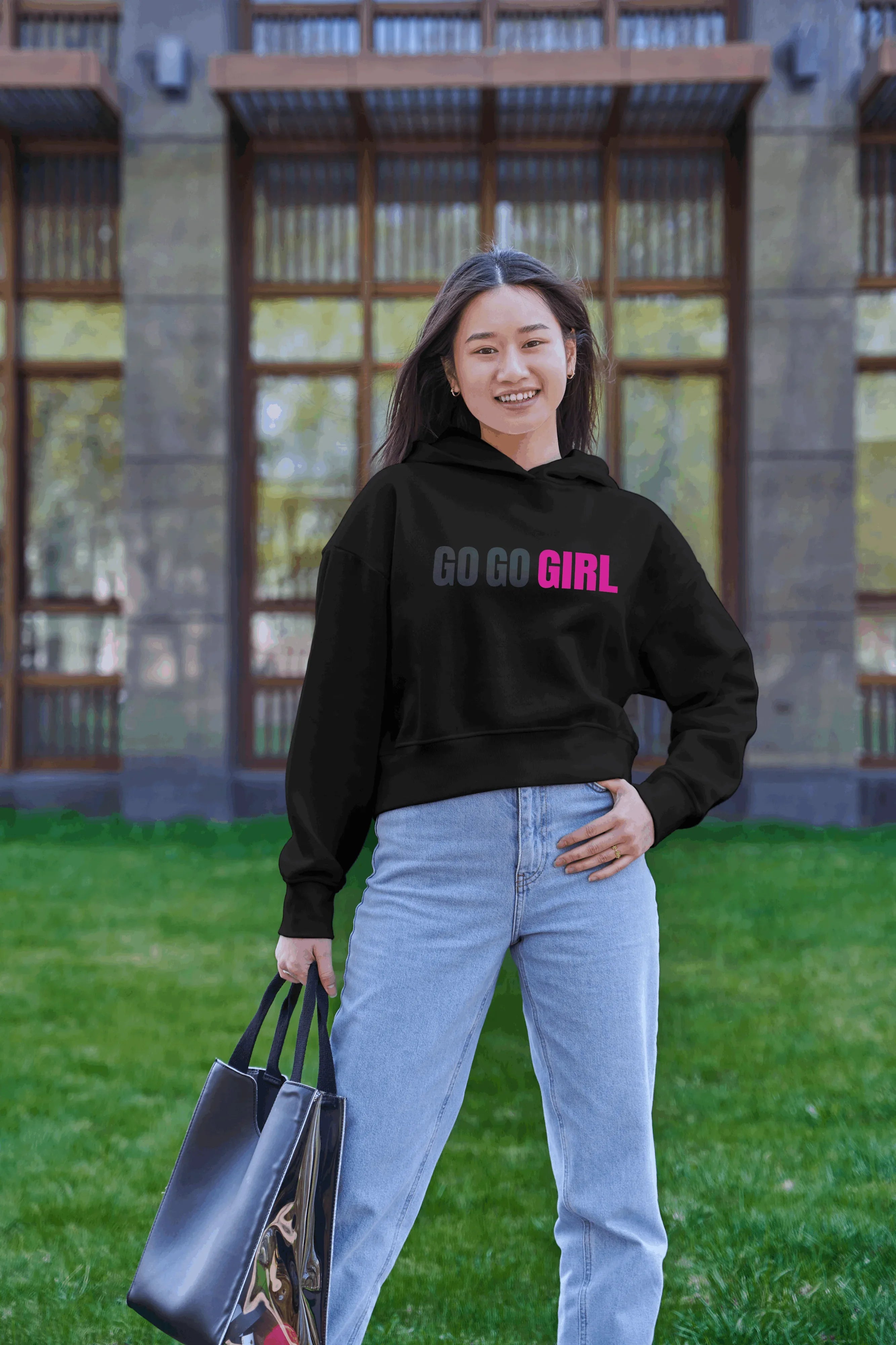 Go Go Girl Graphic Cropped Hoodie for Women - Not So Suttle