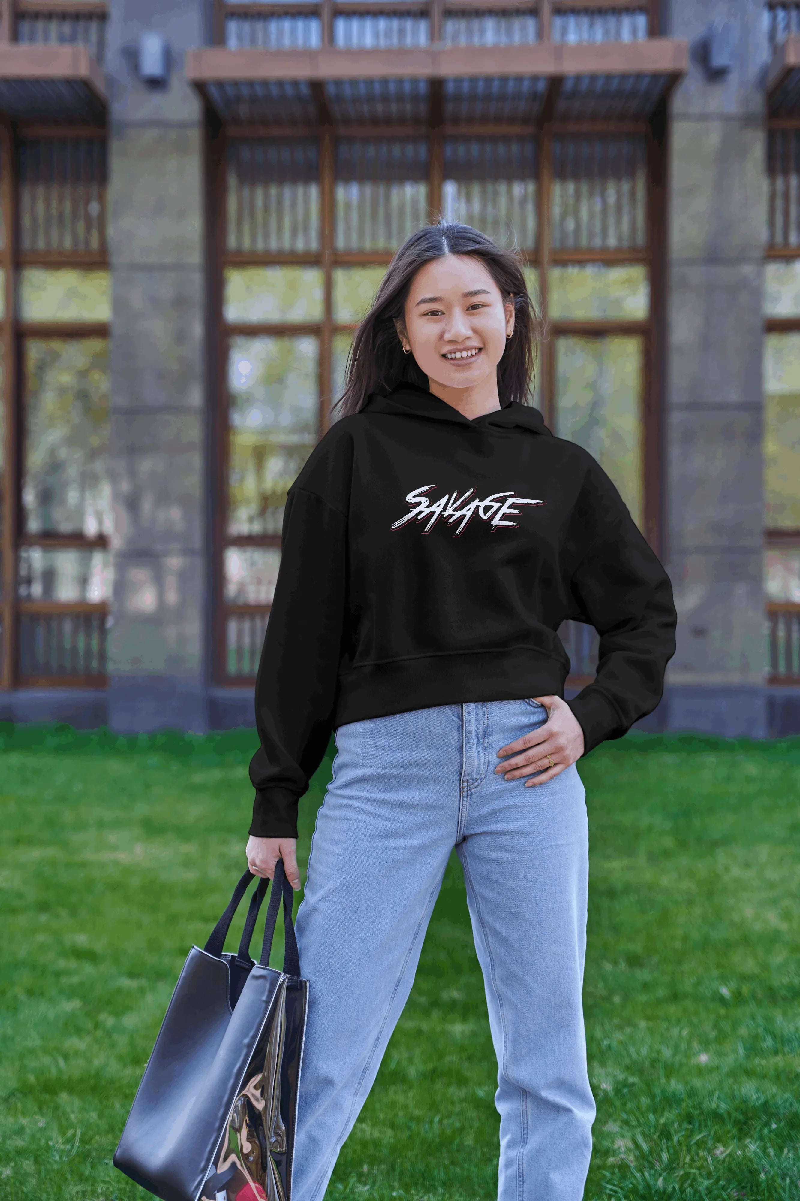 Savage Graphic Cropped Hoodie for Women - Not So Suttle