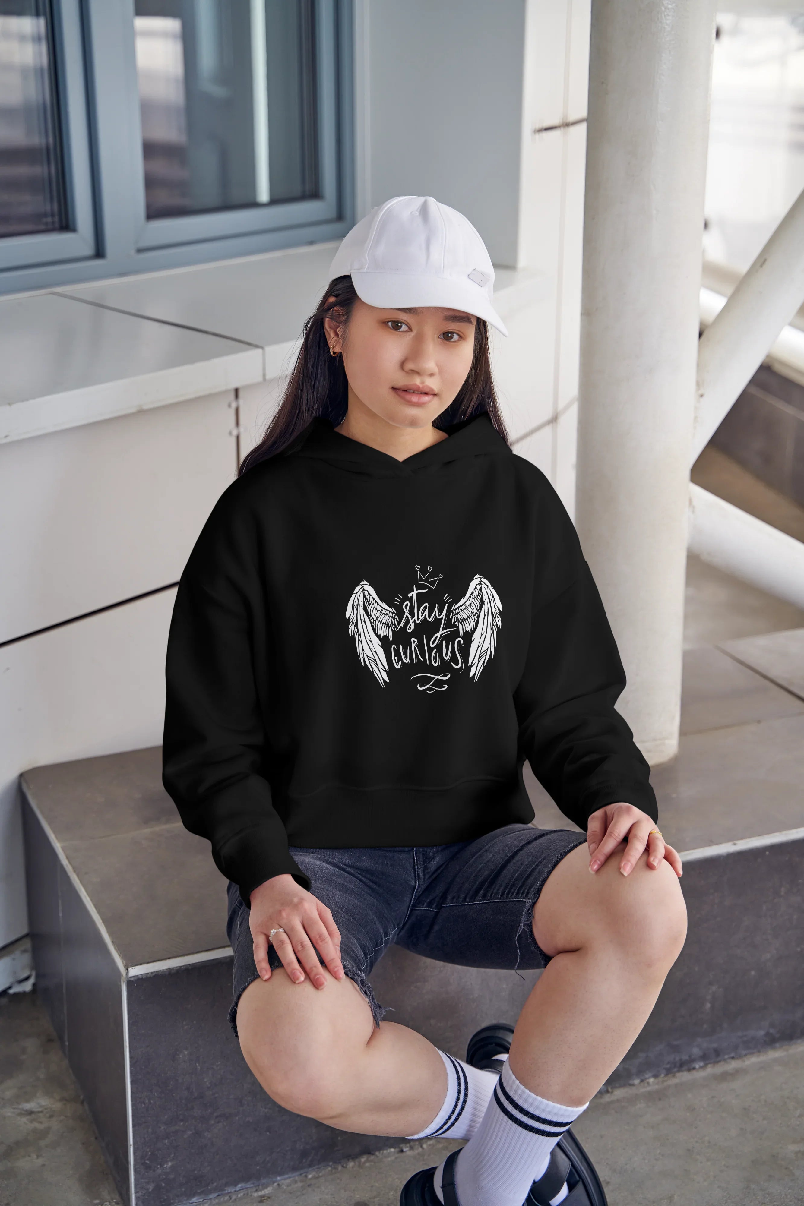 Stay Curious Graphic Cropped Hoodie for Women - Not So Suttle