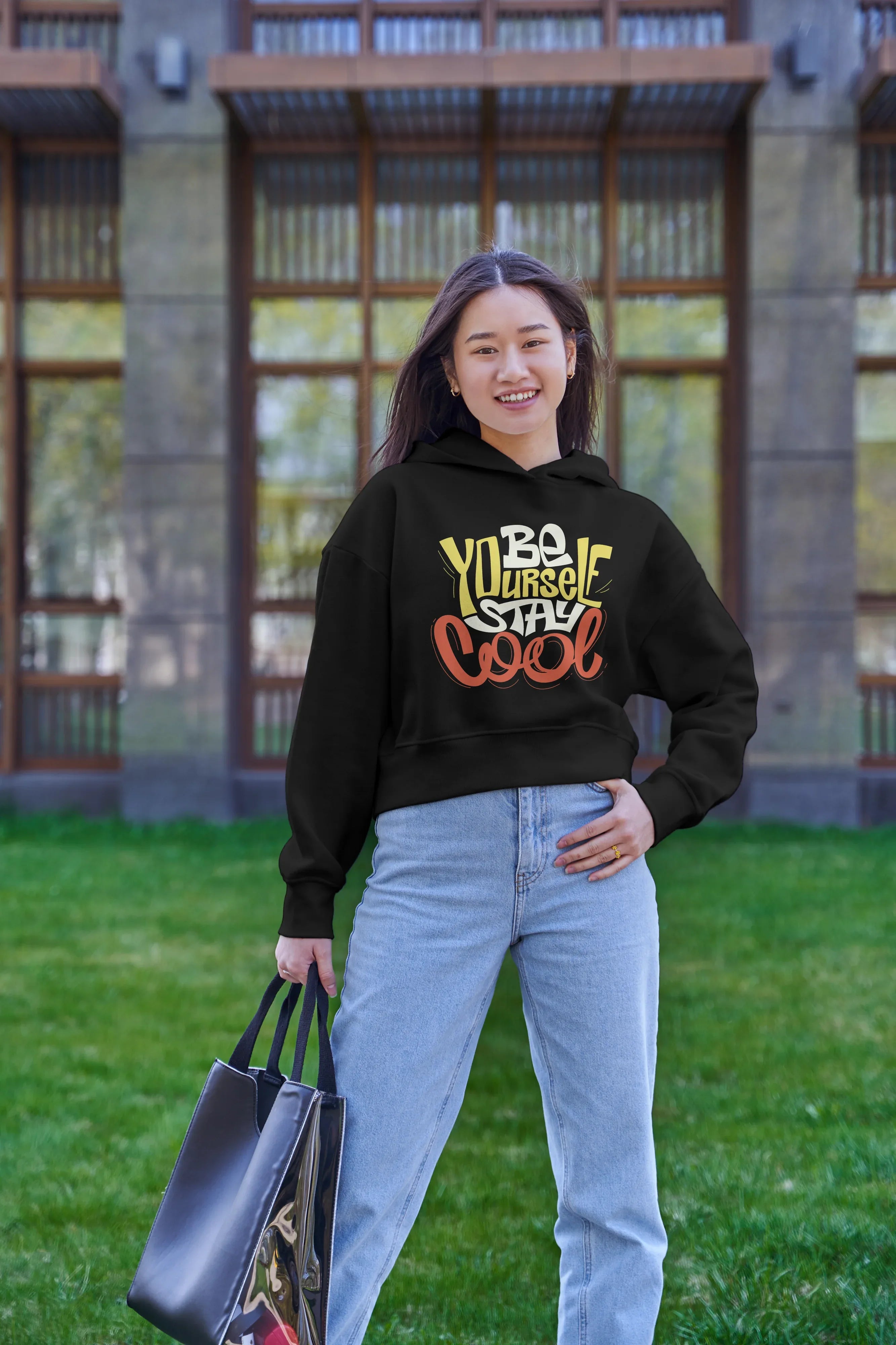 Be Yourself Stay Cool Graphic Cropped Hoodie for Women - Not So Suttle
