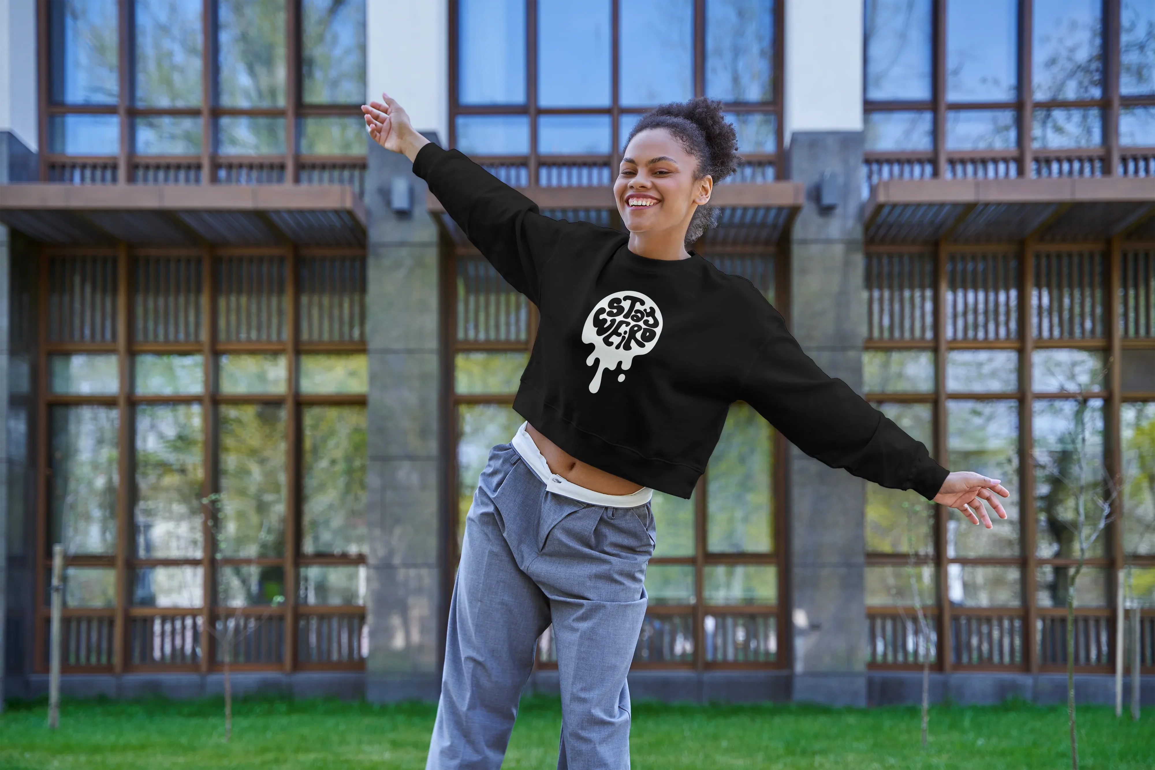 Stay Wired Graphic Cropped Hoodie for Women - Not So Suttle