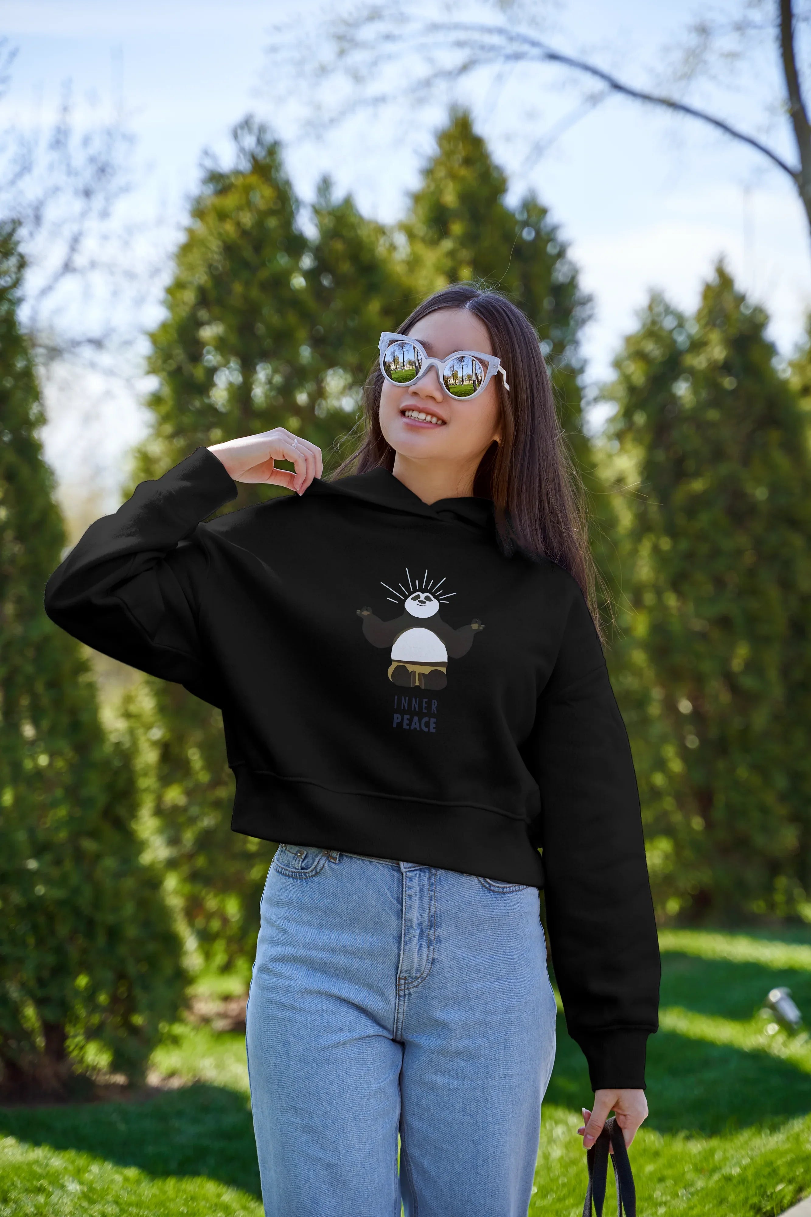 Inner Peace Graphic Cropped Hoodie for Women - Not So Suttle