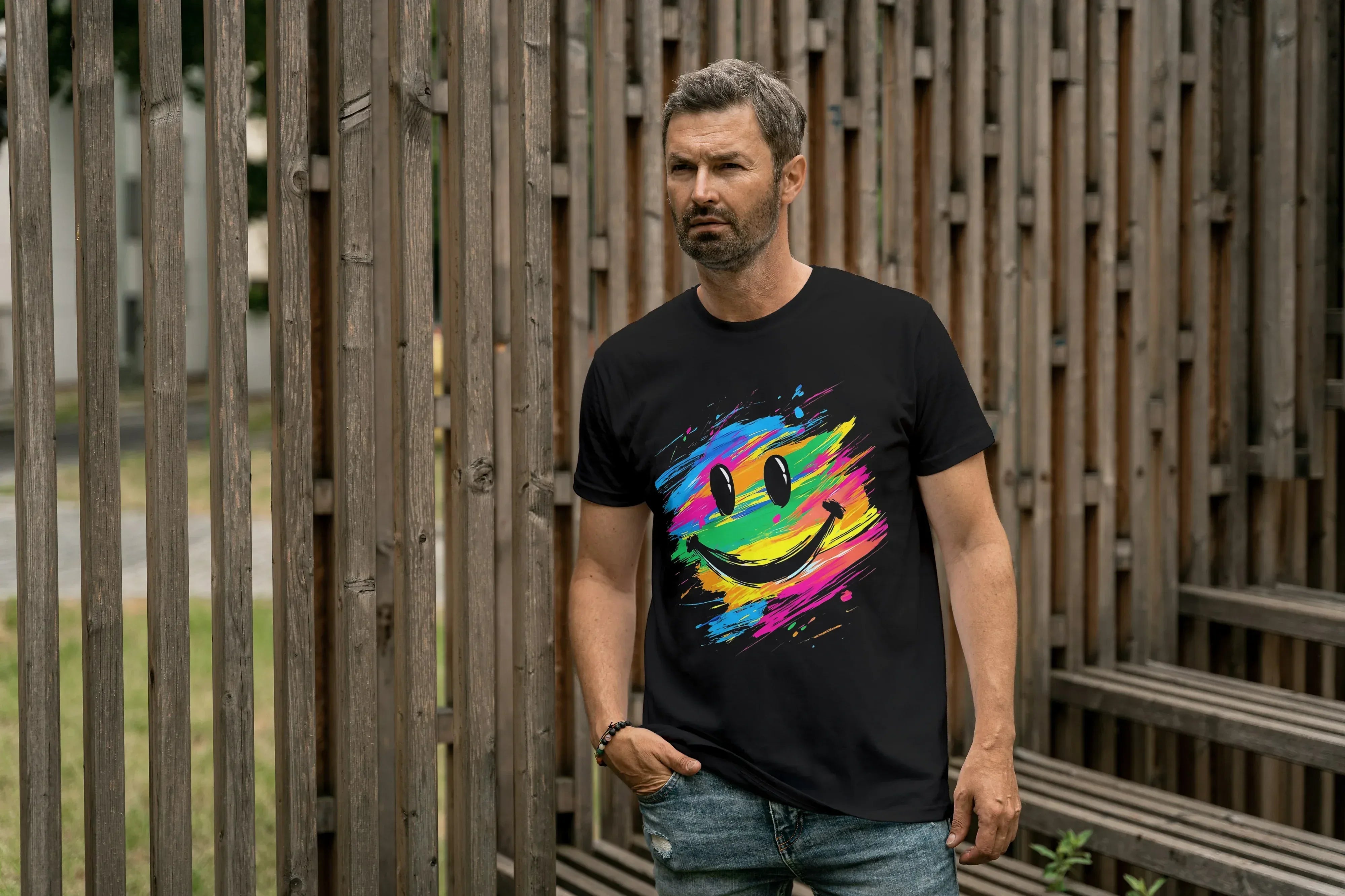 Color Smile Graphic T-Shirt for Men - Not So Suttle