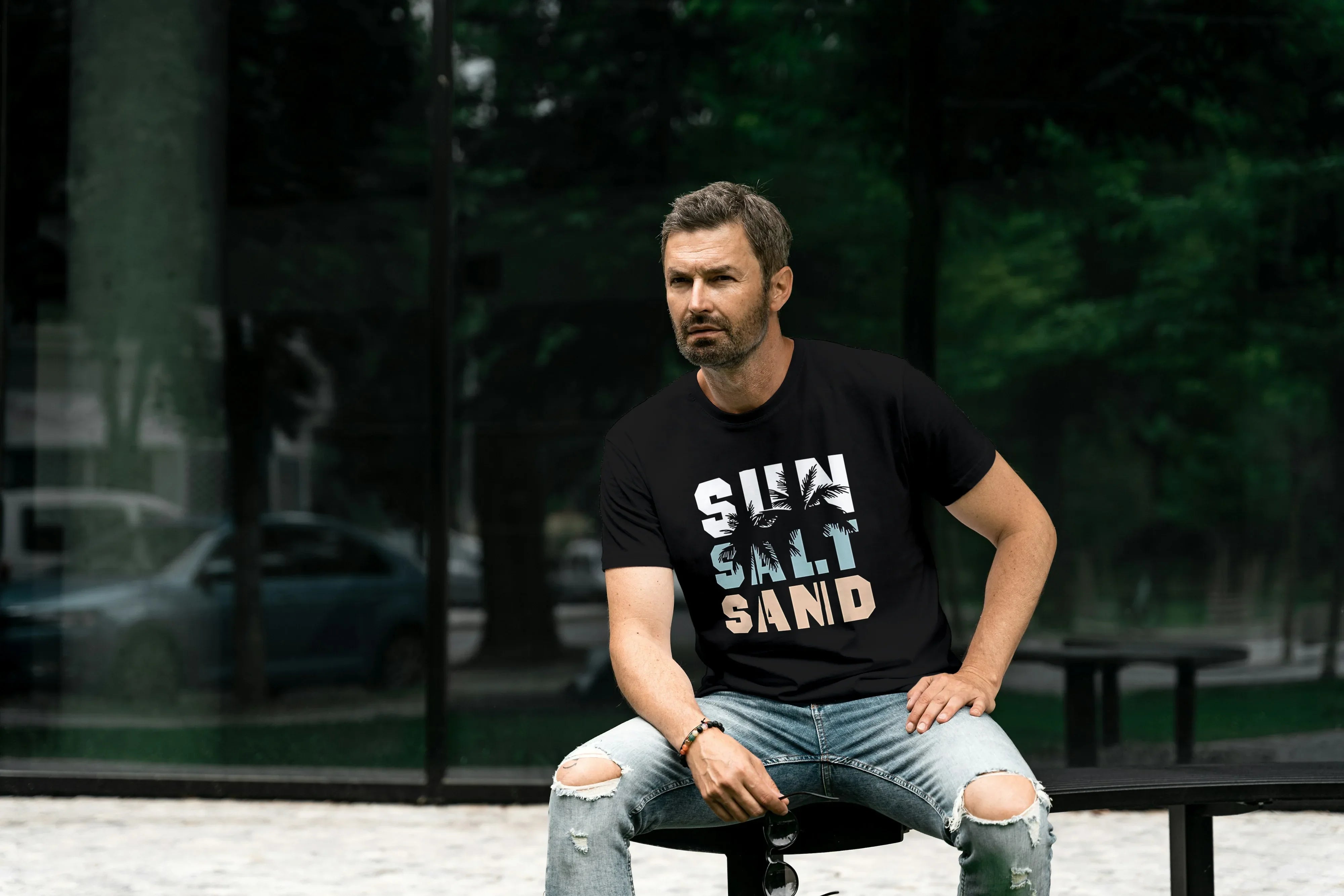 Sun Salt Sand Graphic Classic Crew T-Shirt for Men - Not So Suttle