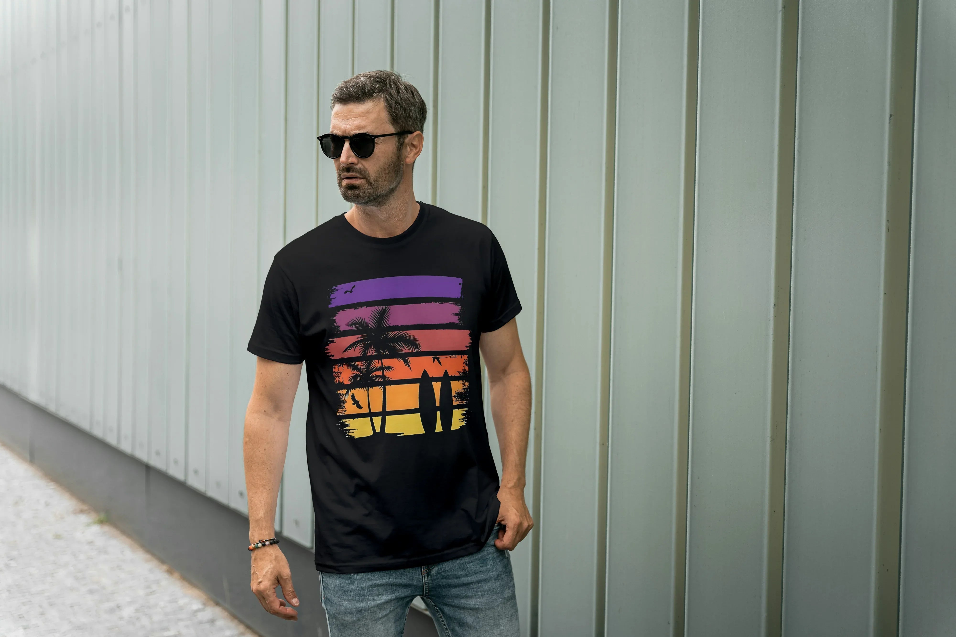 Beach Surf Graphic Classic Crew T-Shirt for Men - Not So Suttle