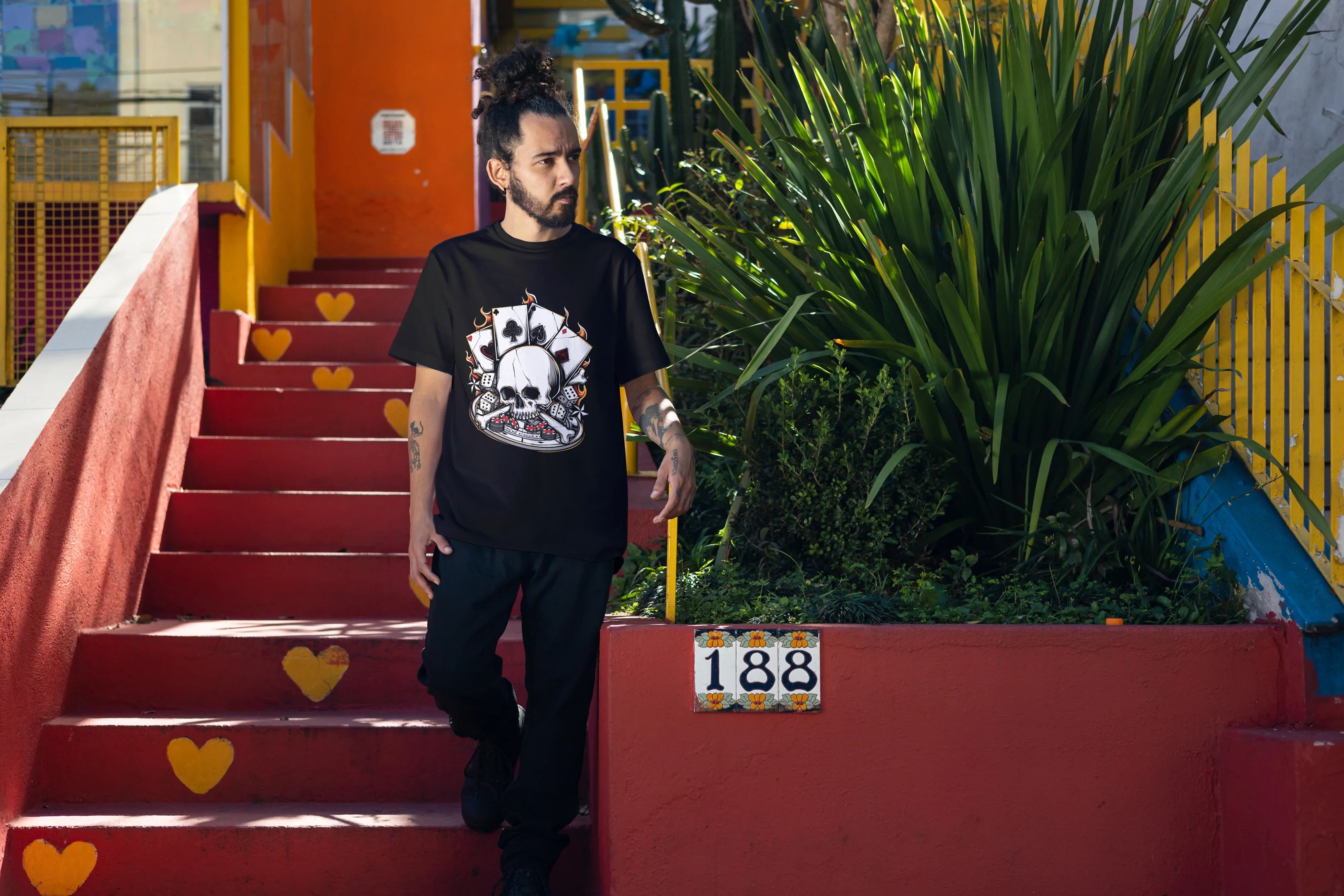 Poker Skull Graphic Oversized Classic T-Shirt for Men - Not So Suttle