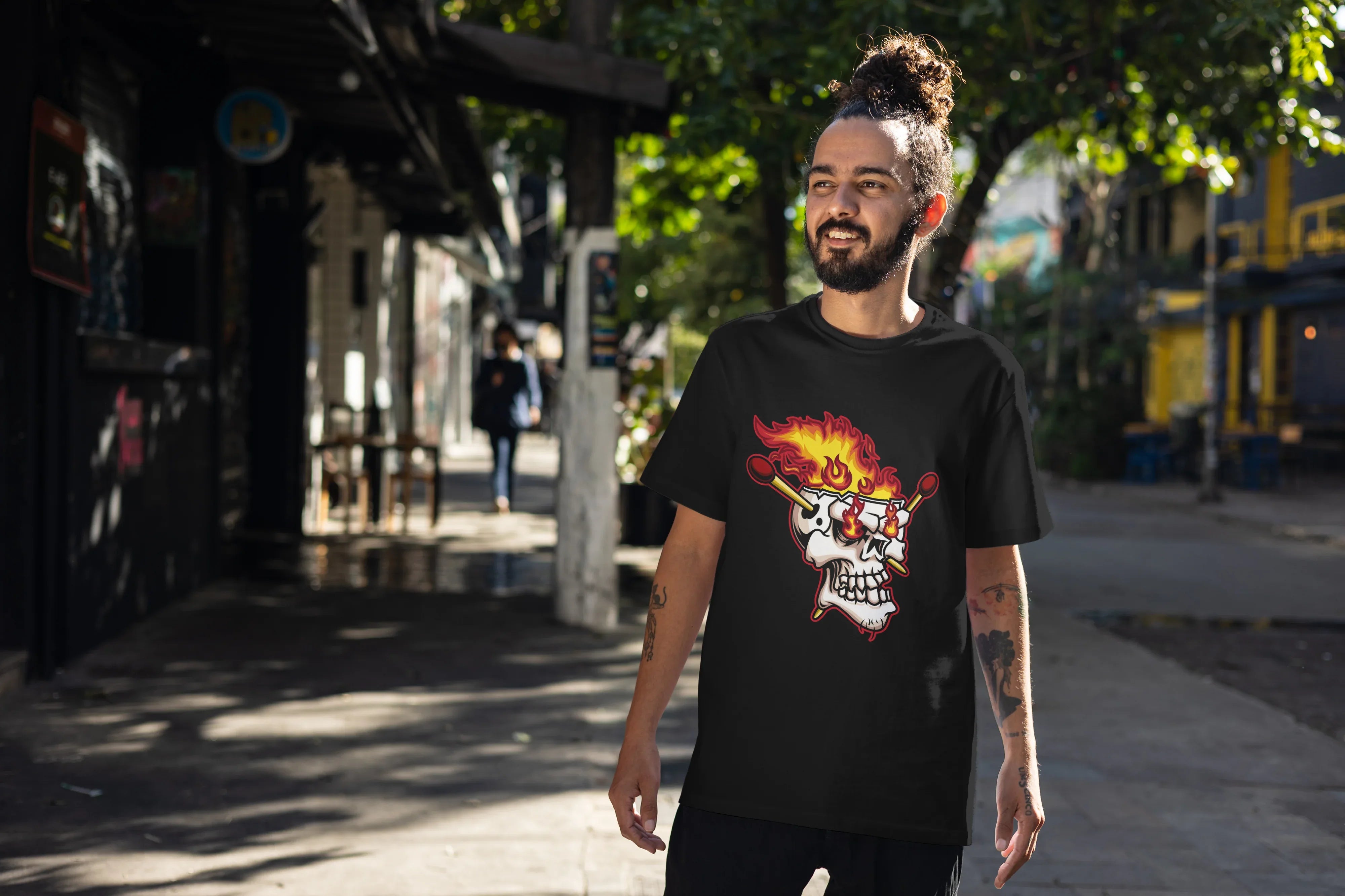 Fiery Skull Graphic Oversized Classic T-Shirt for Men - Not So Suttle