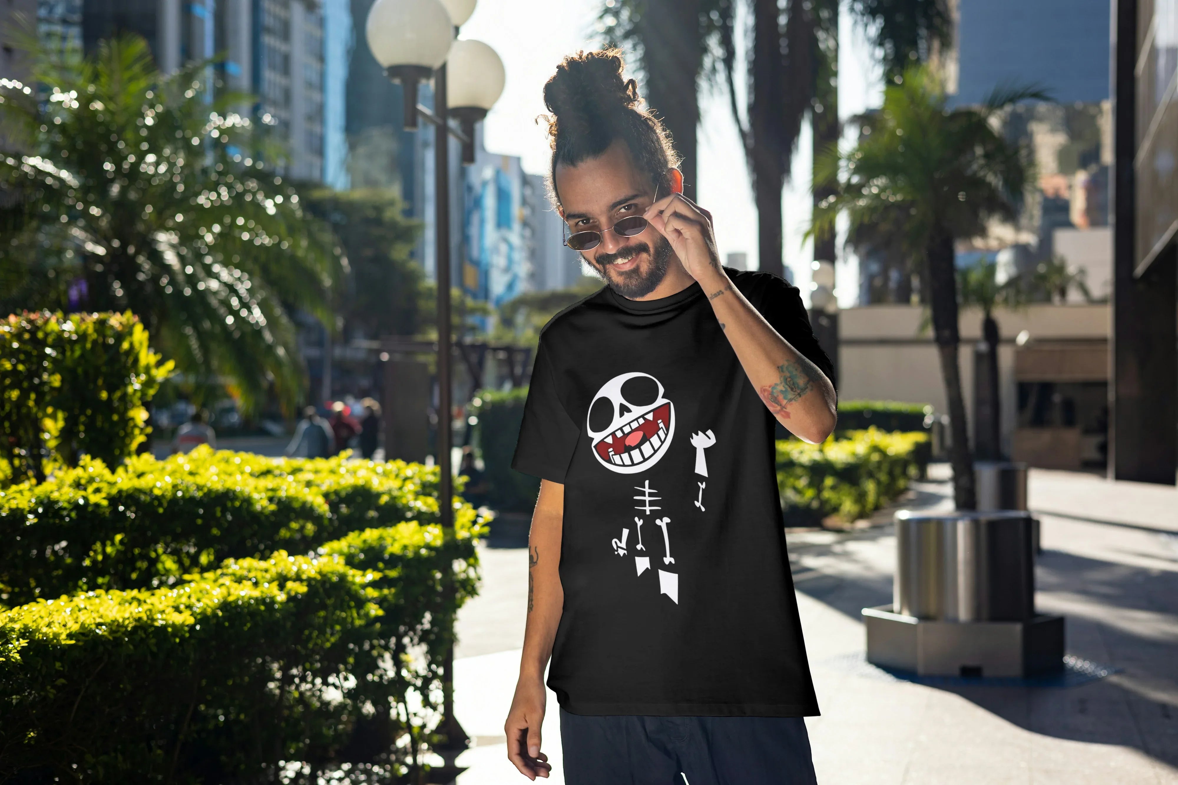 Dancing Skeleton Graphic Oversized Classic T-Shirt for Men - Not So Suttle