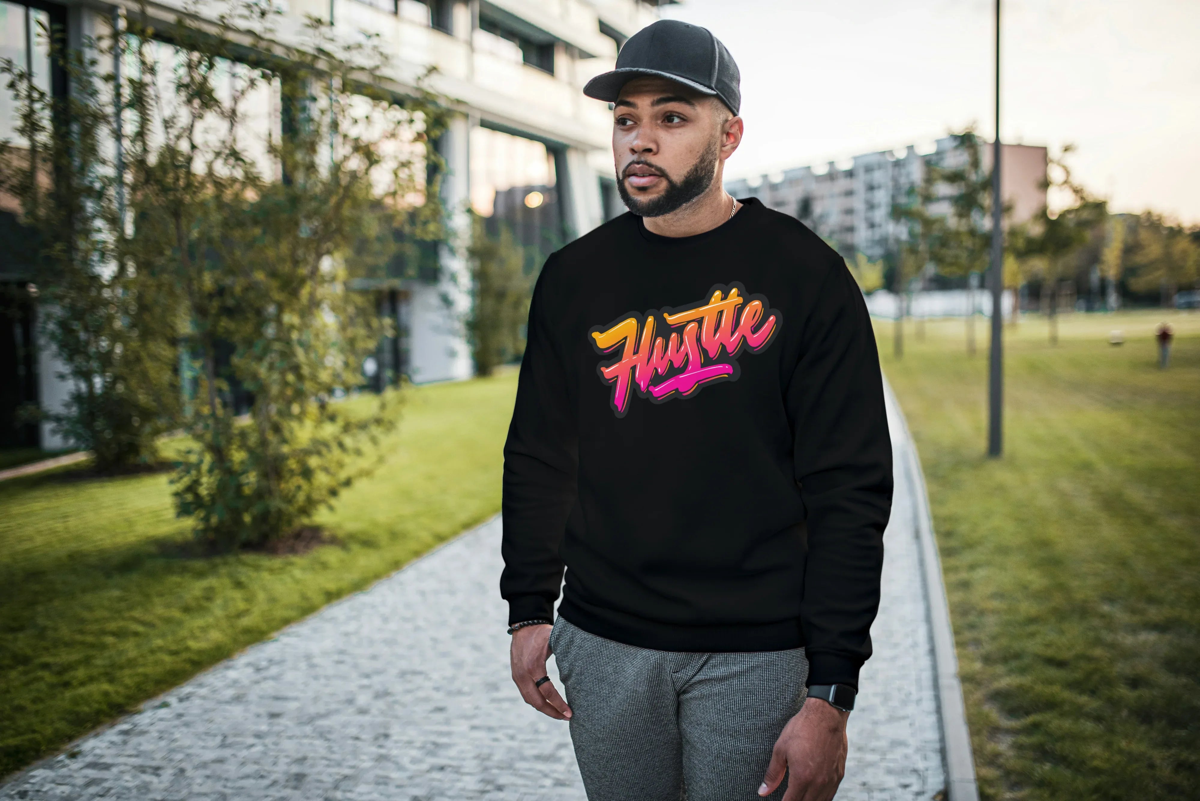 Hustle Graphic Sweatshirt for Men - Not So Suttle