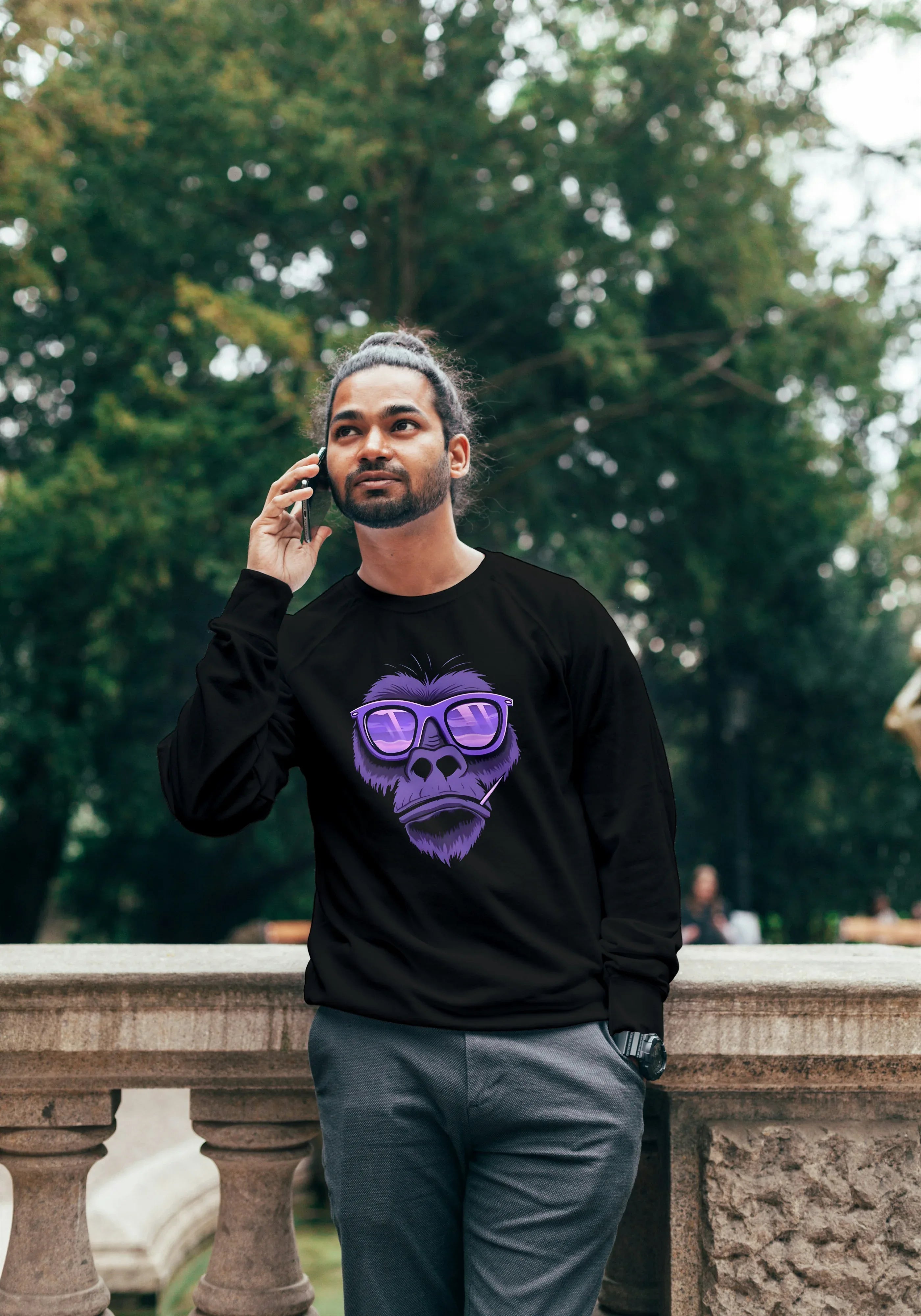 Purple Gorilla Graphic Sweatshirt for Men - Not So Suttle