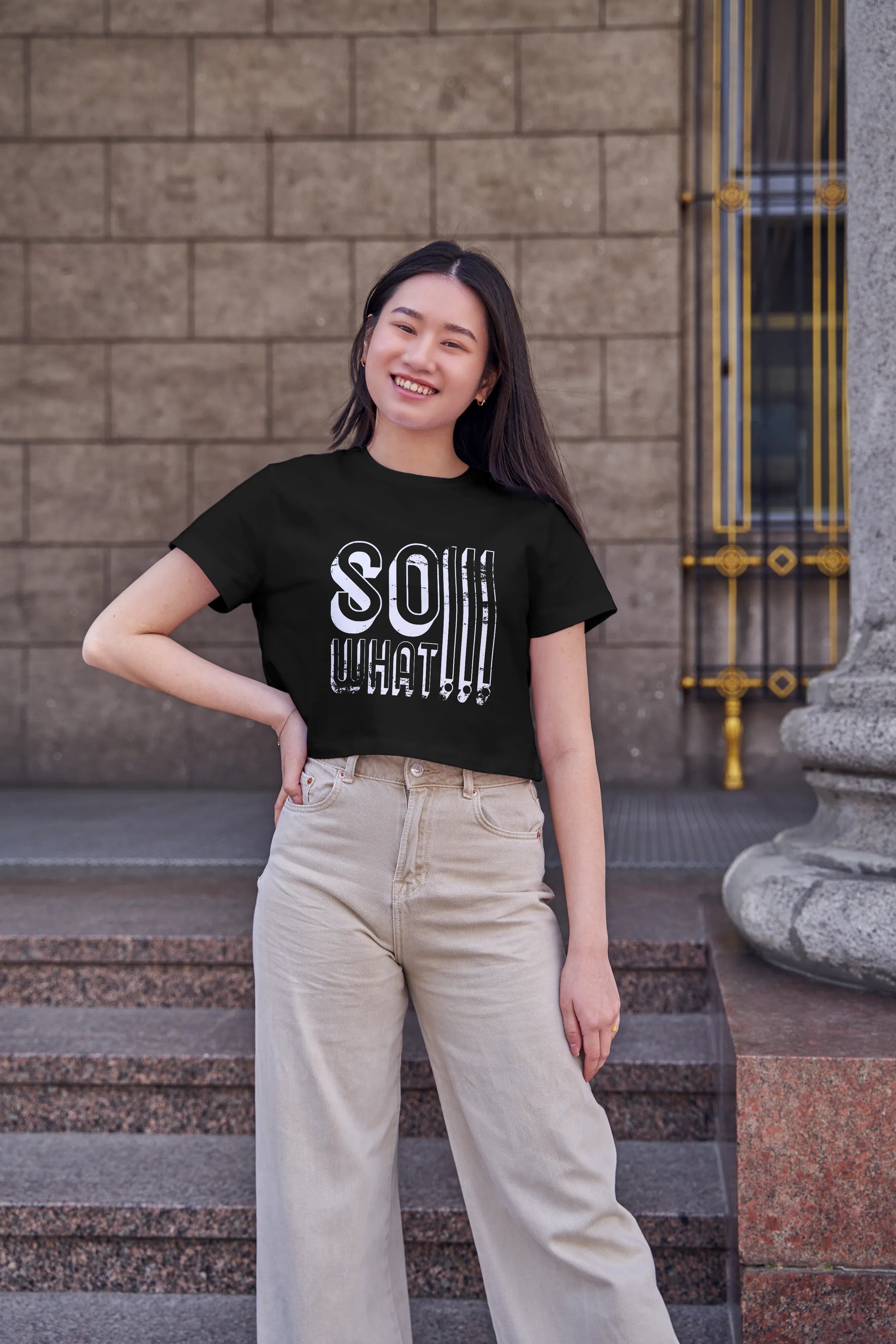So What !!! Graphic Crop Top for Women - Not So Suttle