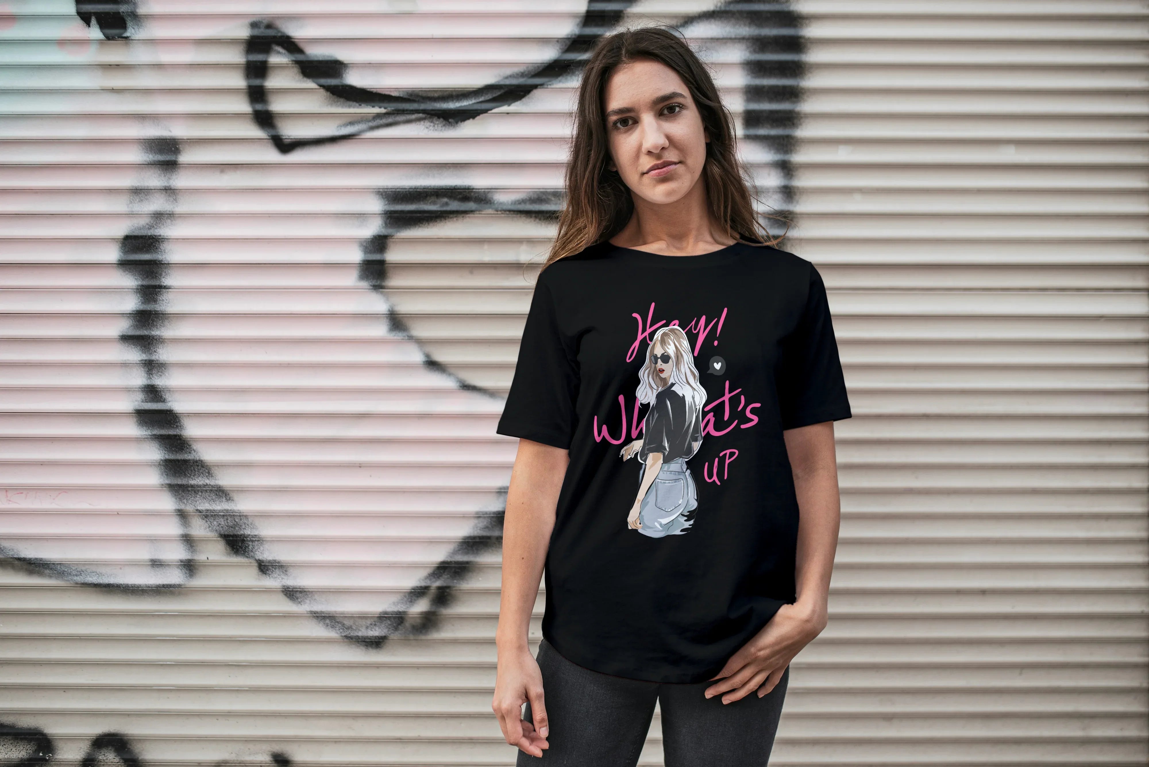 Hey ! What's Up Graphic Oversized Classic T-Shirt for Women - Not So Suttle