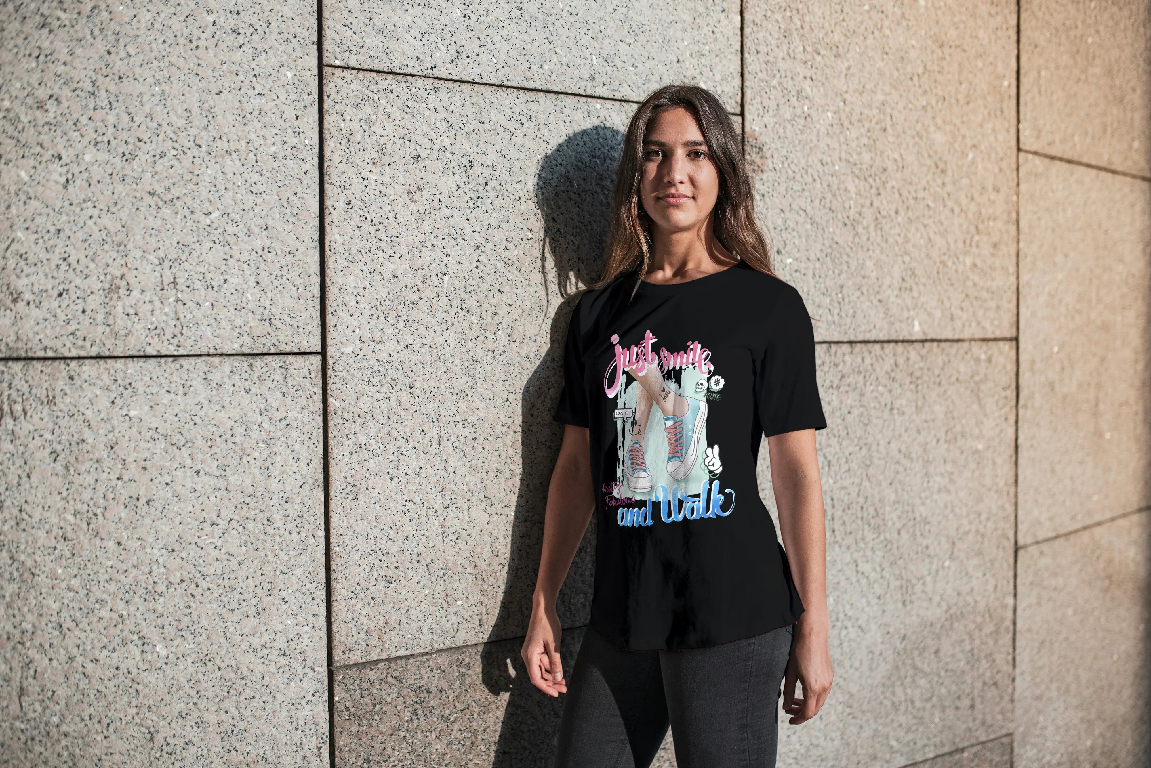 Just Smile and Walk Graphic Oversized Classic T-Shirt for Women - Not So Suttle