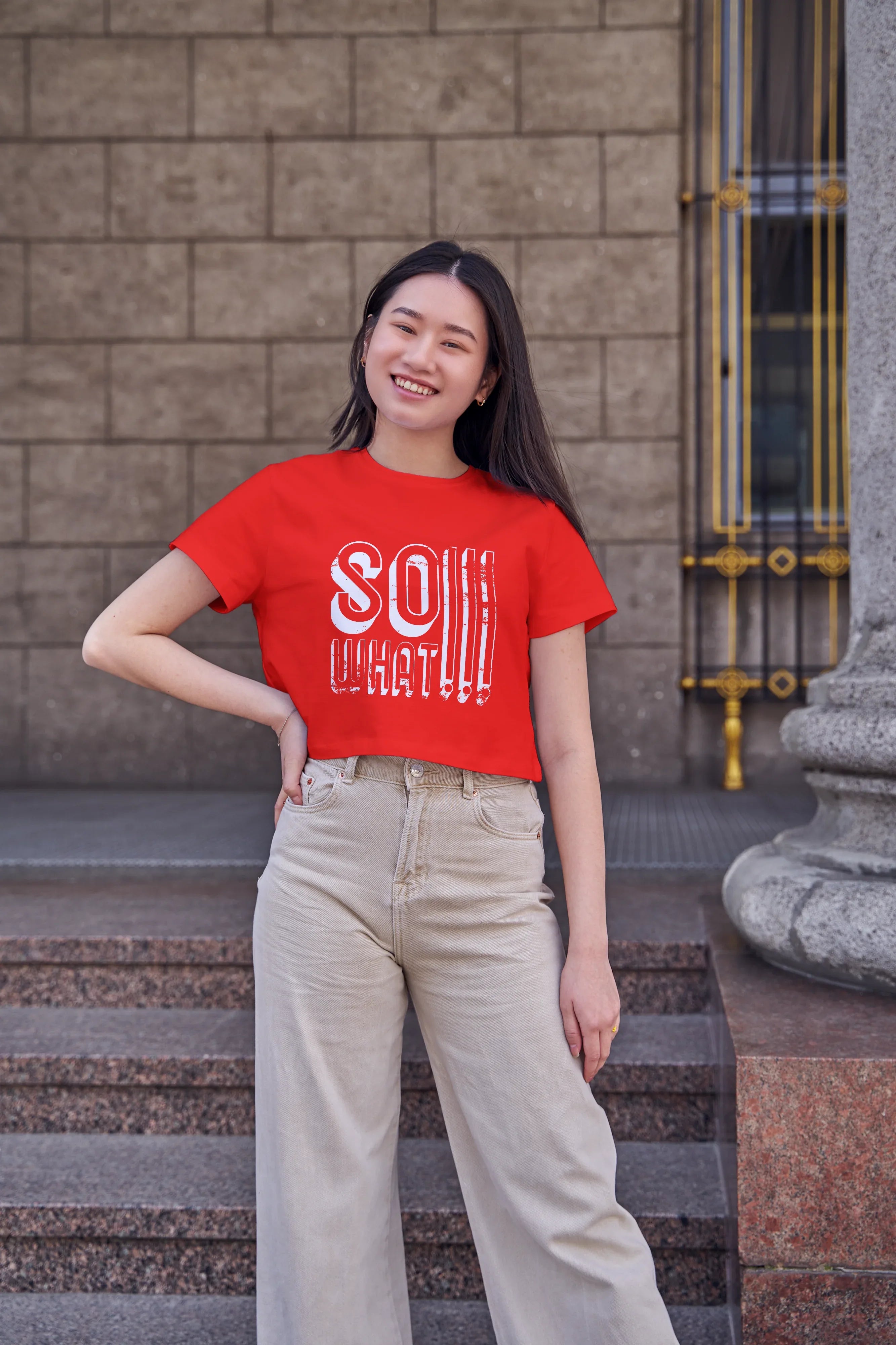 So What !!! Graphic Crop Top for Women - Not So Suttle