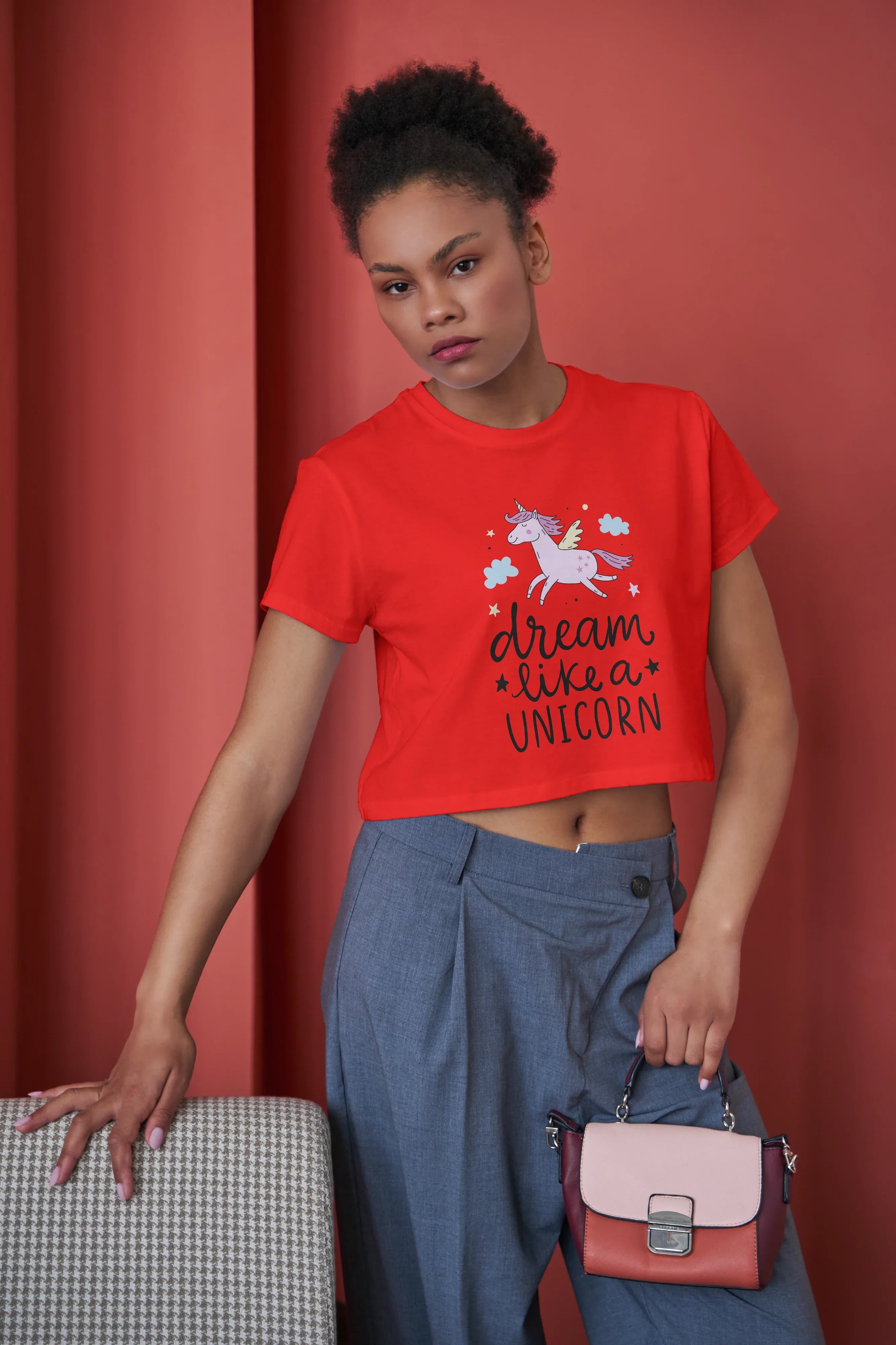Dream Lika a Unicorn Graphic Crop Top for Women - Not So Suttle