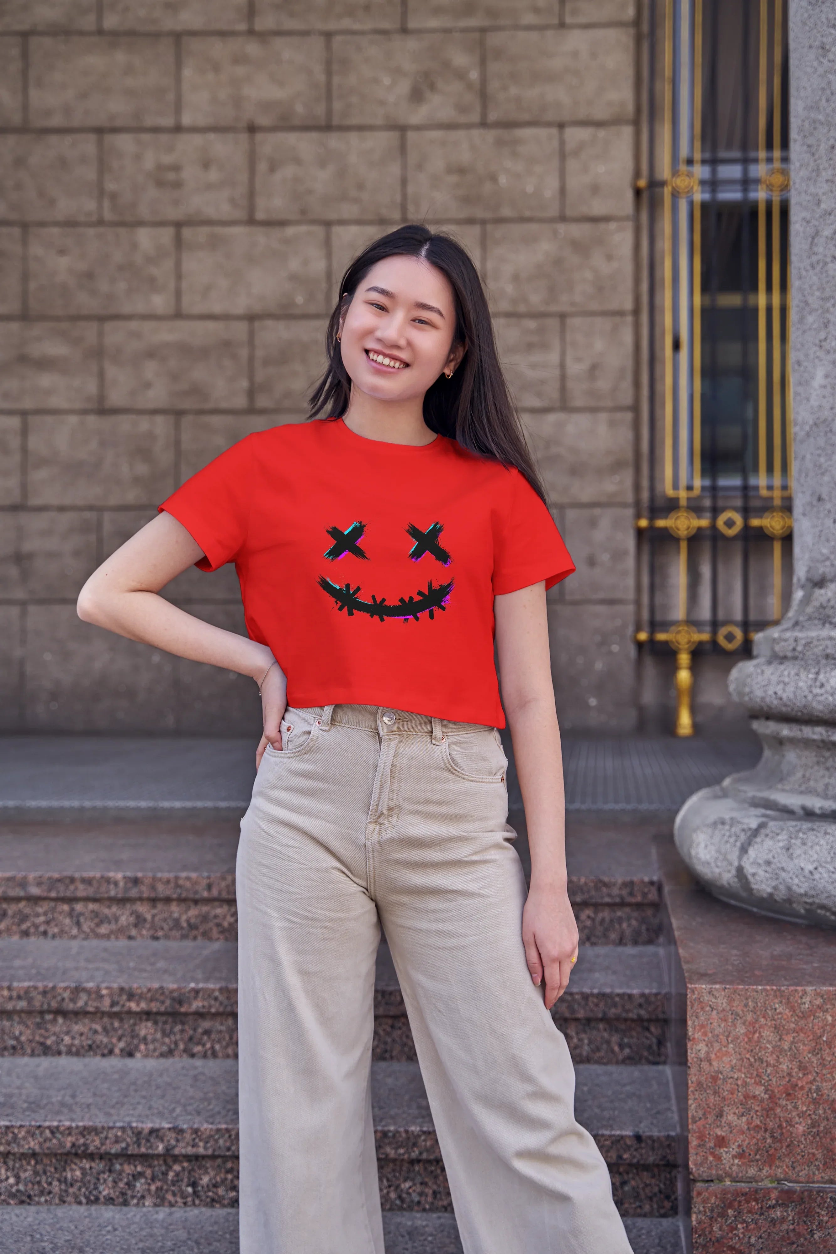 Monster Smile Graphic Crop Top for Women - Not So Suttle