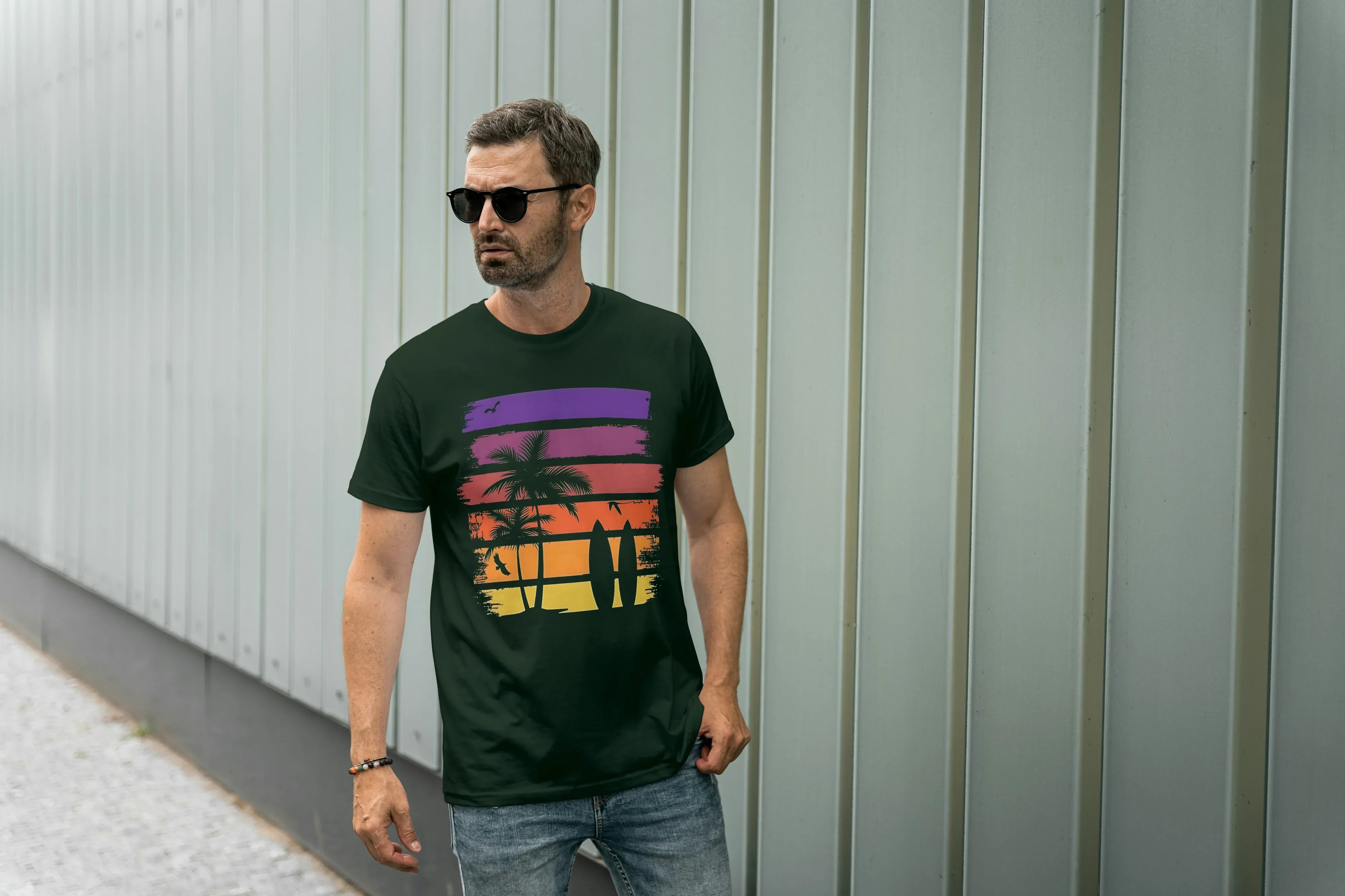 Beach Surf Graphic Classic Crew T-Shirt for Men - Not So Suttle