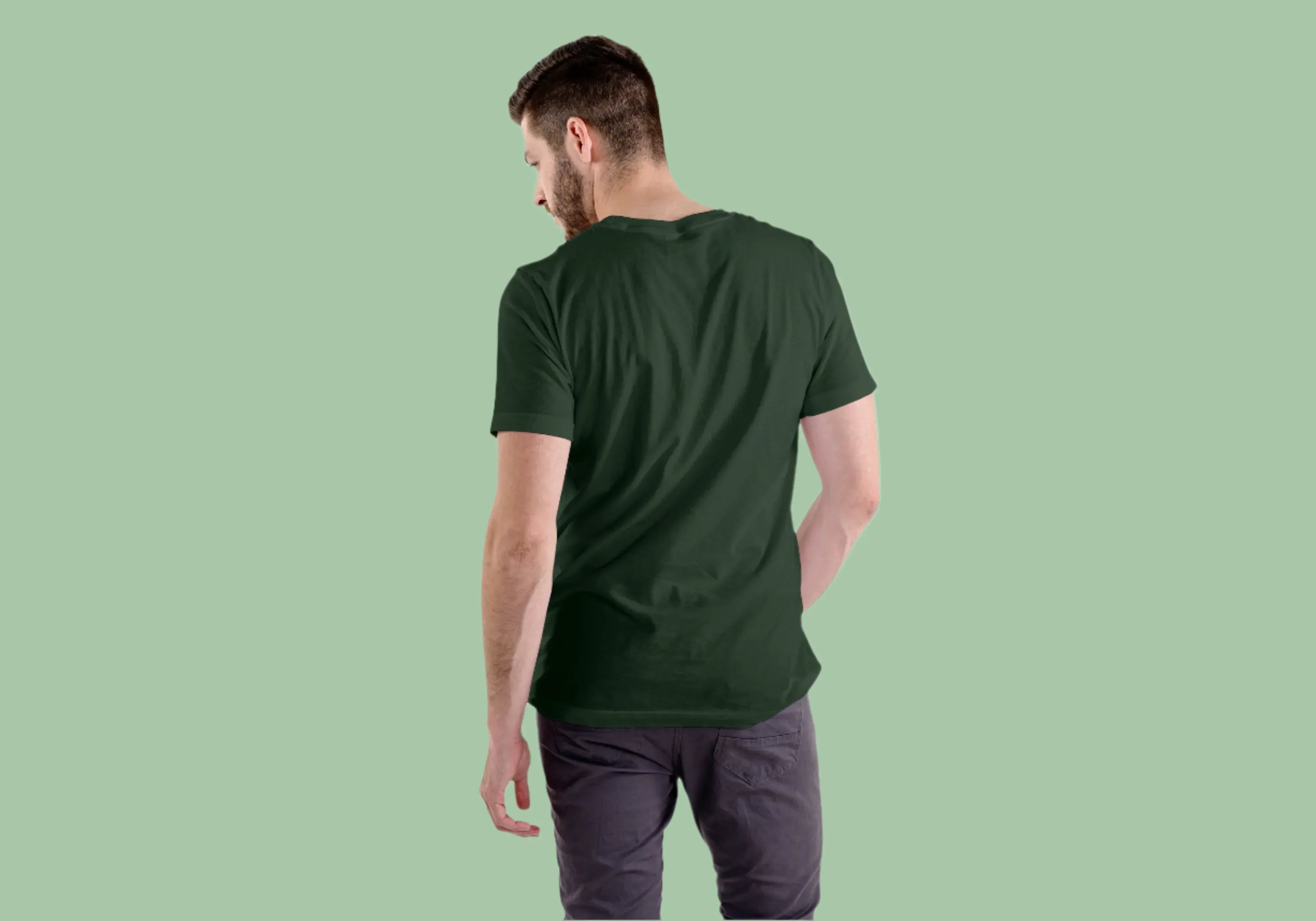 Solid Bottle Green Plus Size Classic Crew T-Shirt for Men - Not So Suttle