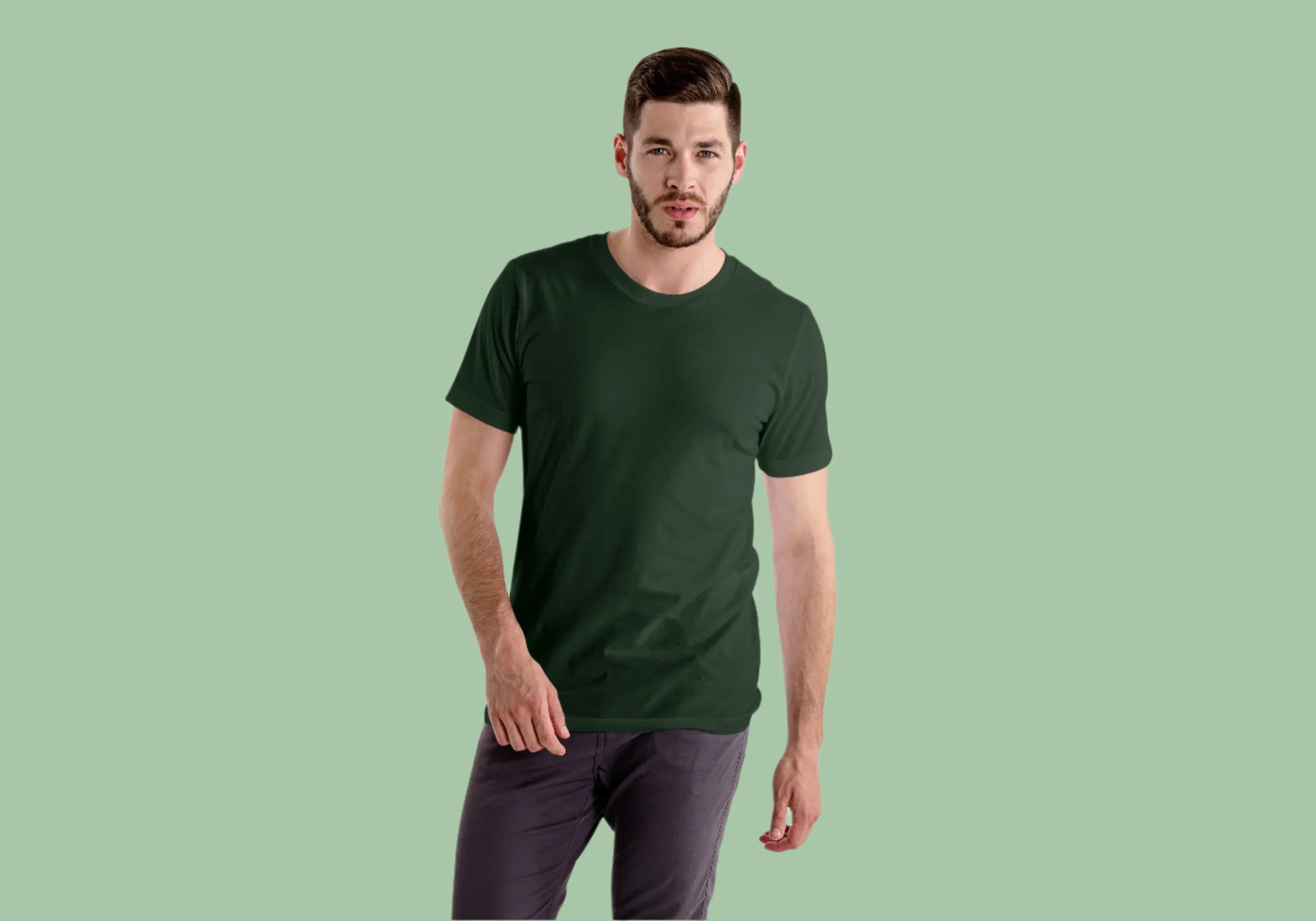 Solid Bottle Green Plus Size Classic Crew T-Shirt for Men - Not So Suttle