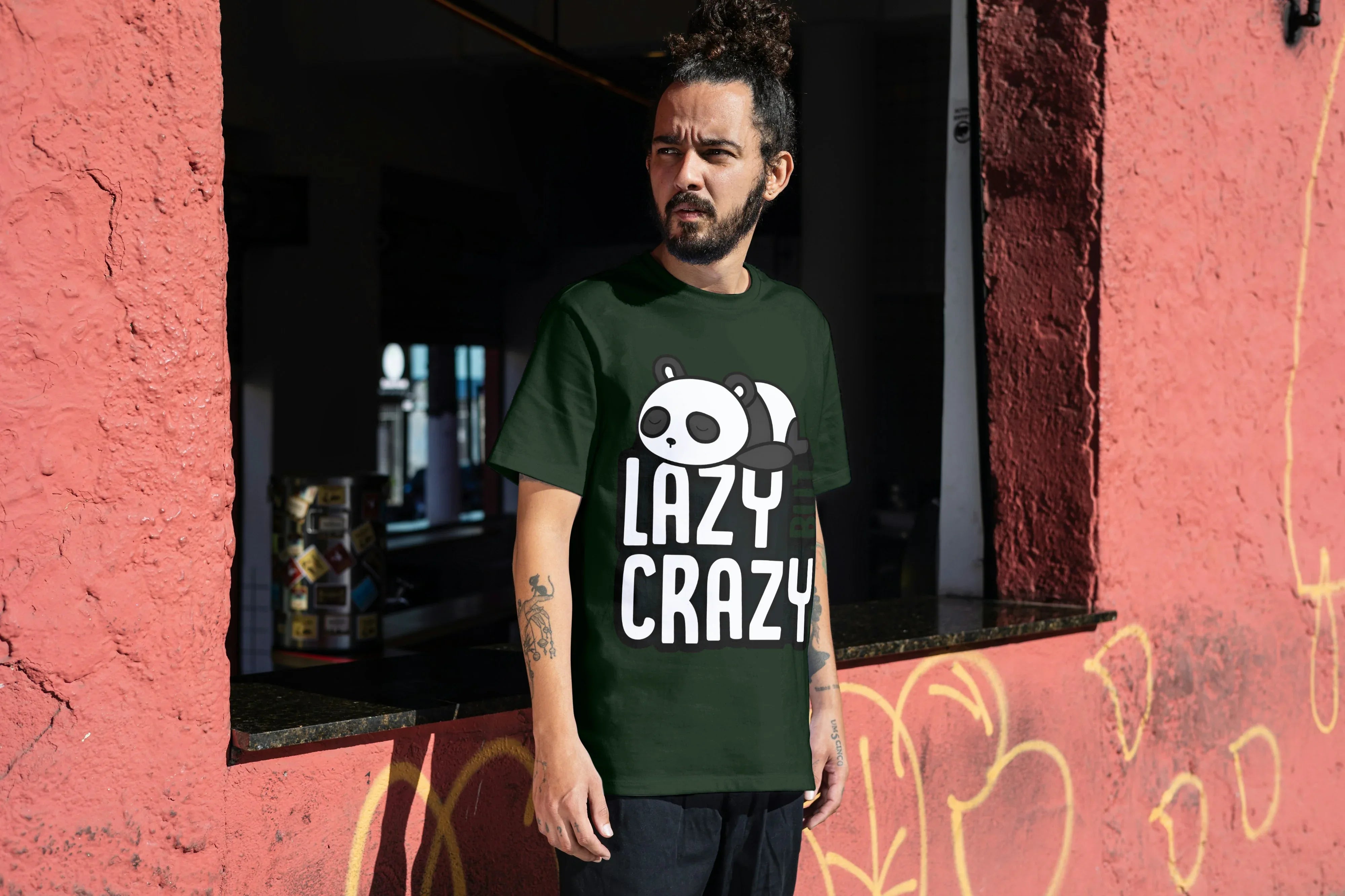 Lazy But Crazy Graphic Oversized Classic T-Shirt for Men - Not So Suttle