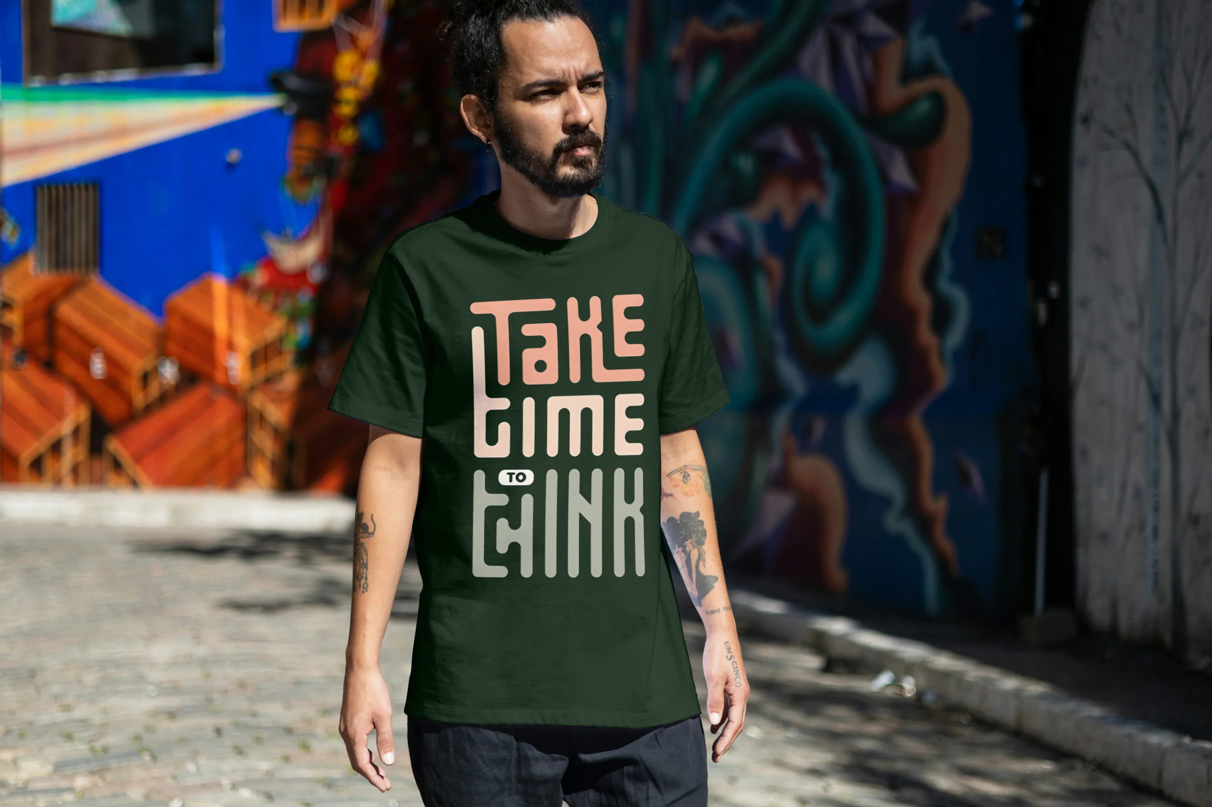 Take Time to Think Graphic Oversized Classic T-Shirt for Men - Not So Suttle
