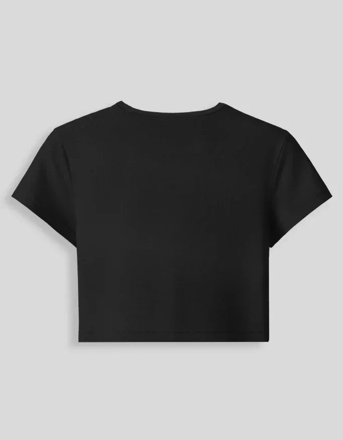 Black Stretchable Crop Tee for Women - Not So Suttle