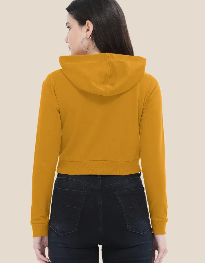 Female Cropped Hoodie Mustard Yellow - Not So Suttle