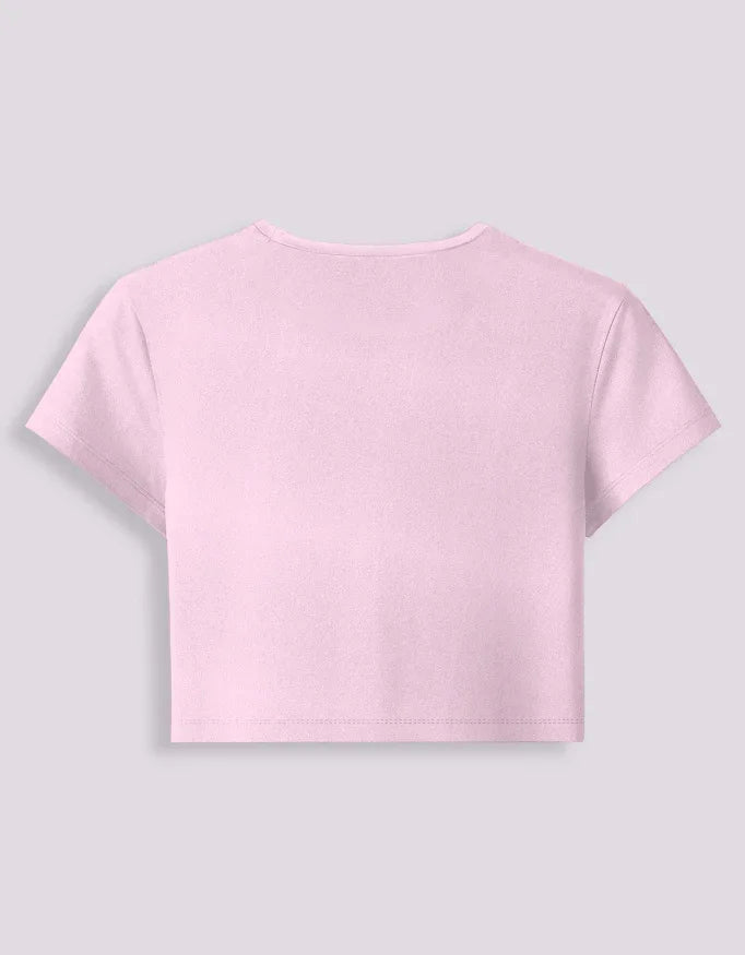 Baby Pink Stretchable Crop Tee for Women - Not So Suttle