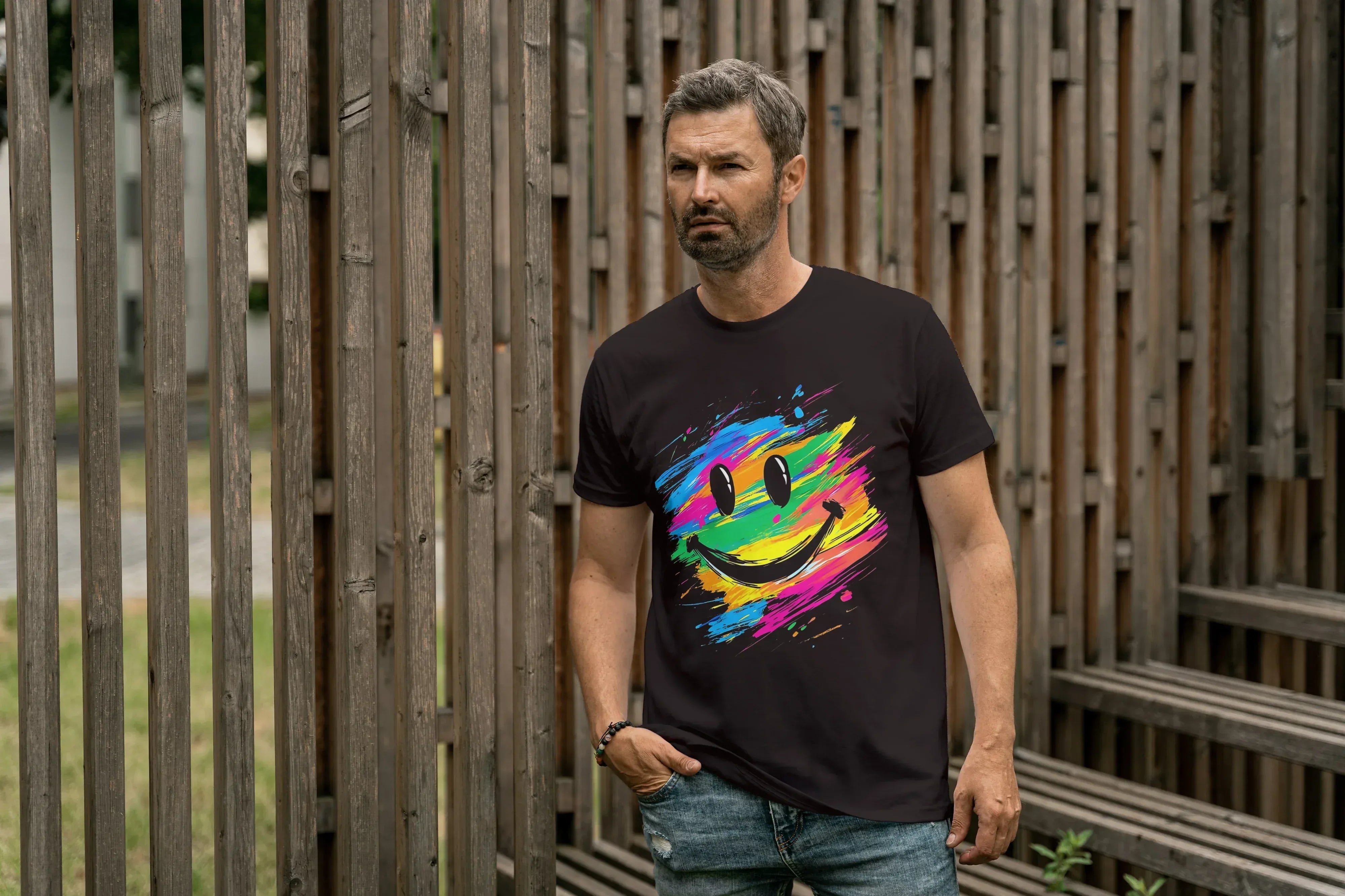 Color Smile Graphic T-Shirt for Men - Not So Suttle