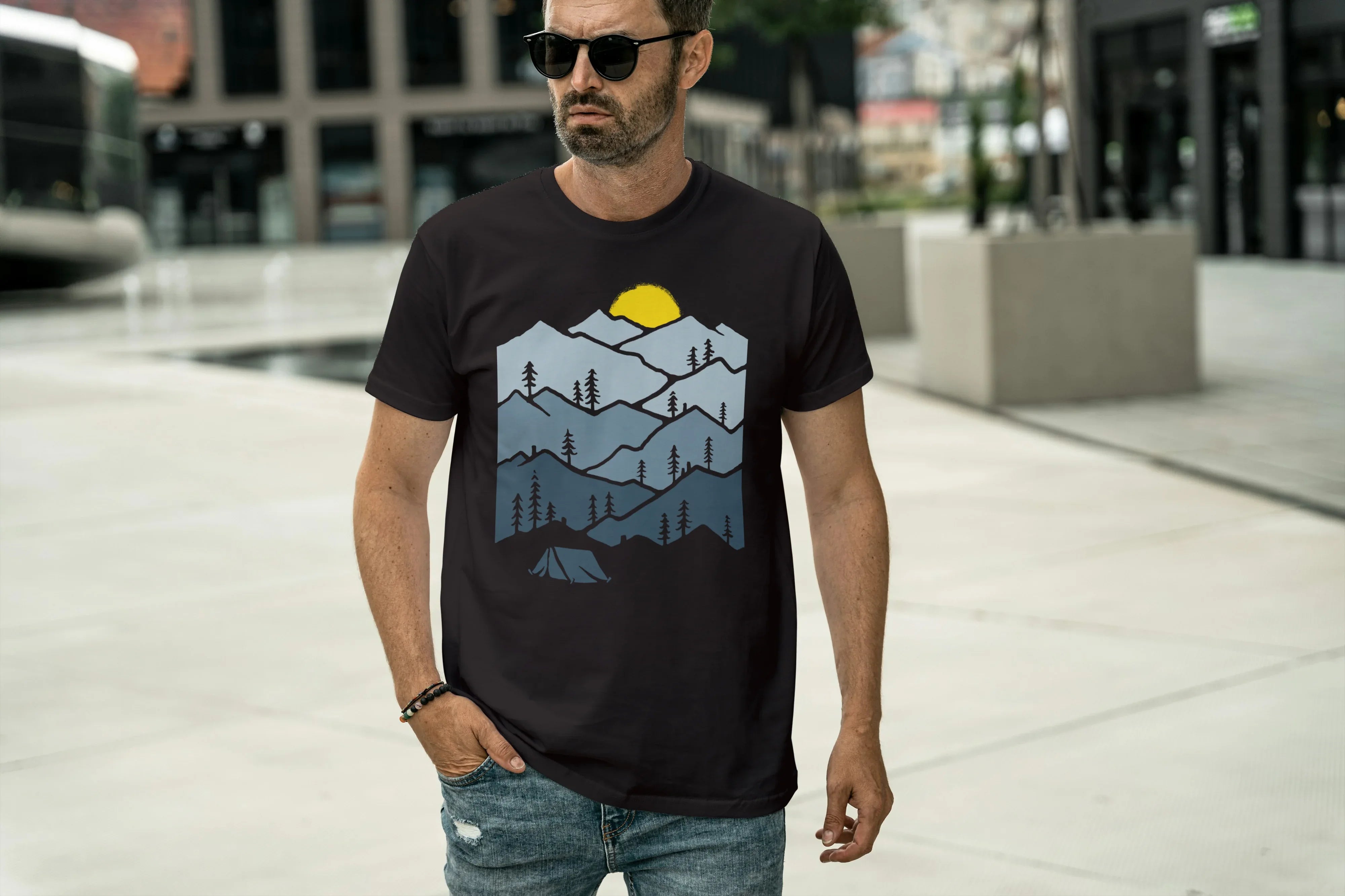 Mountains Graphic Classic Crew T-Shirt for Men - Not So Suttle