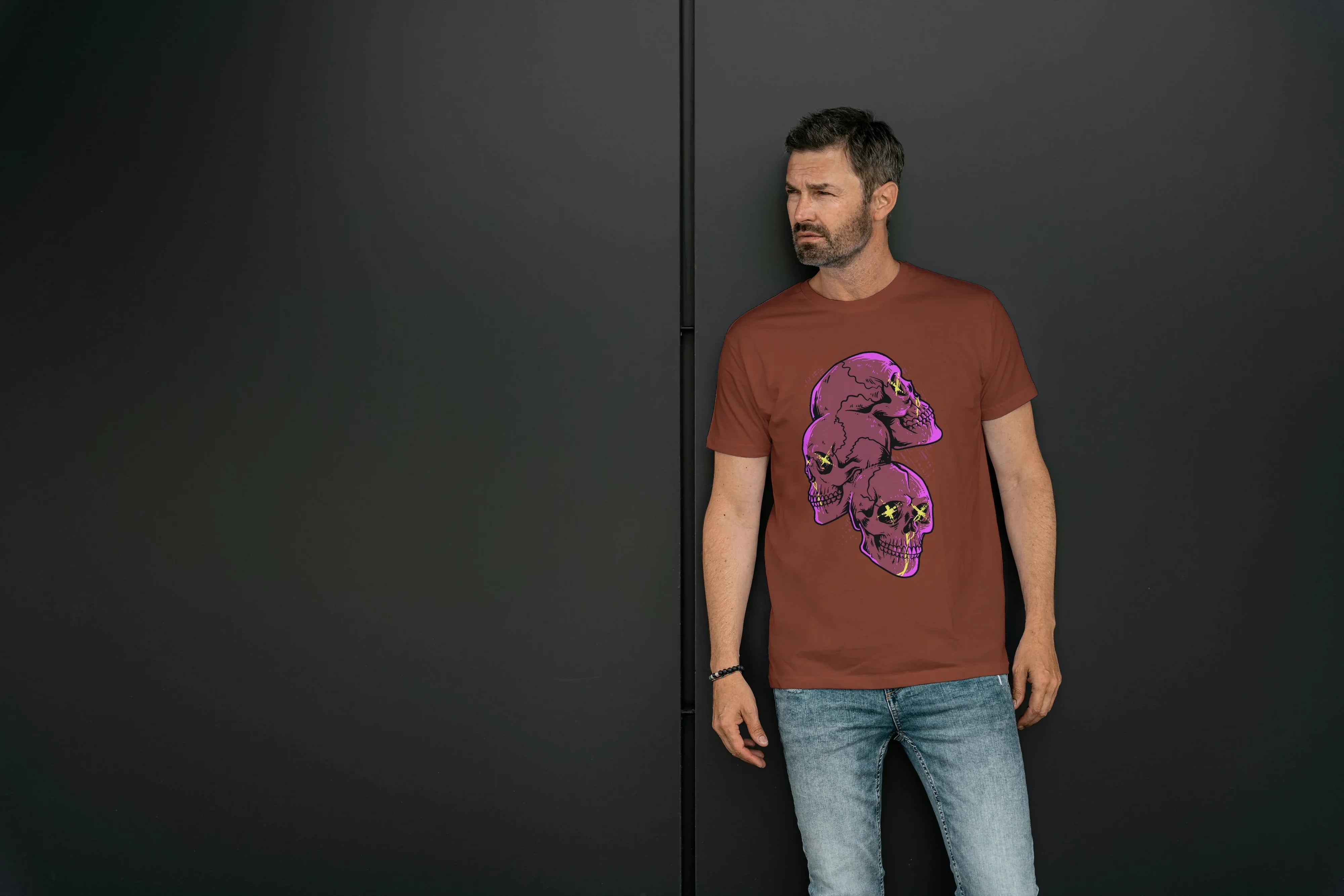 Red Skulls Graphic Classic Crew T-Shirt for Men - Not So Suttle