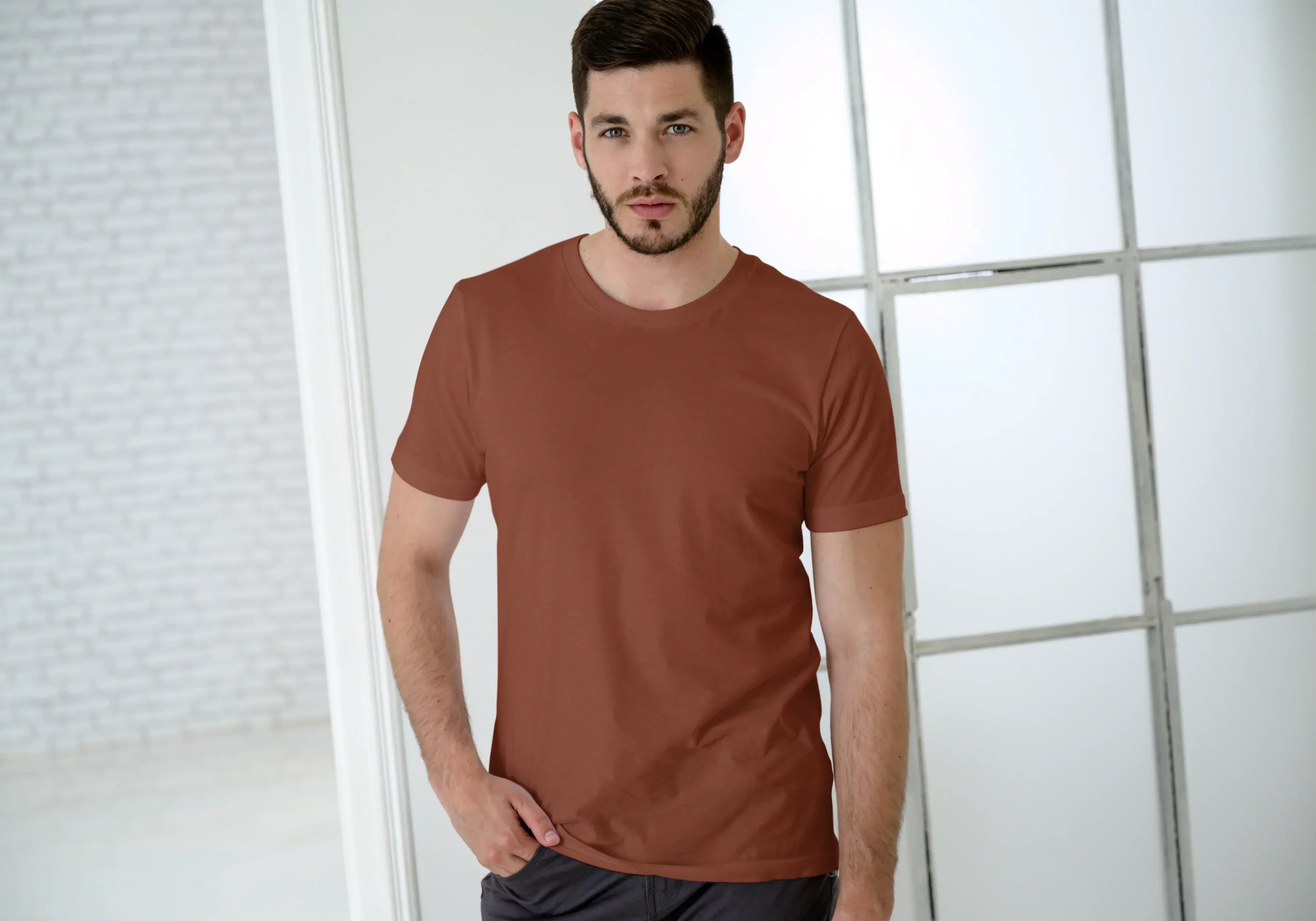 Solid Copper Plus Size Classic Crew T-Shirt for Men - Not So Suttle