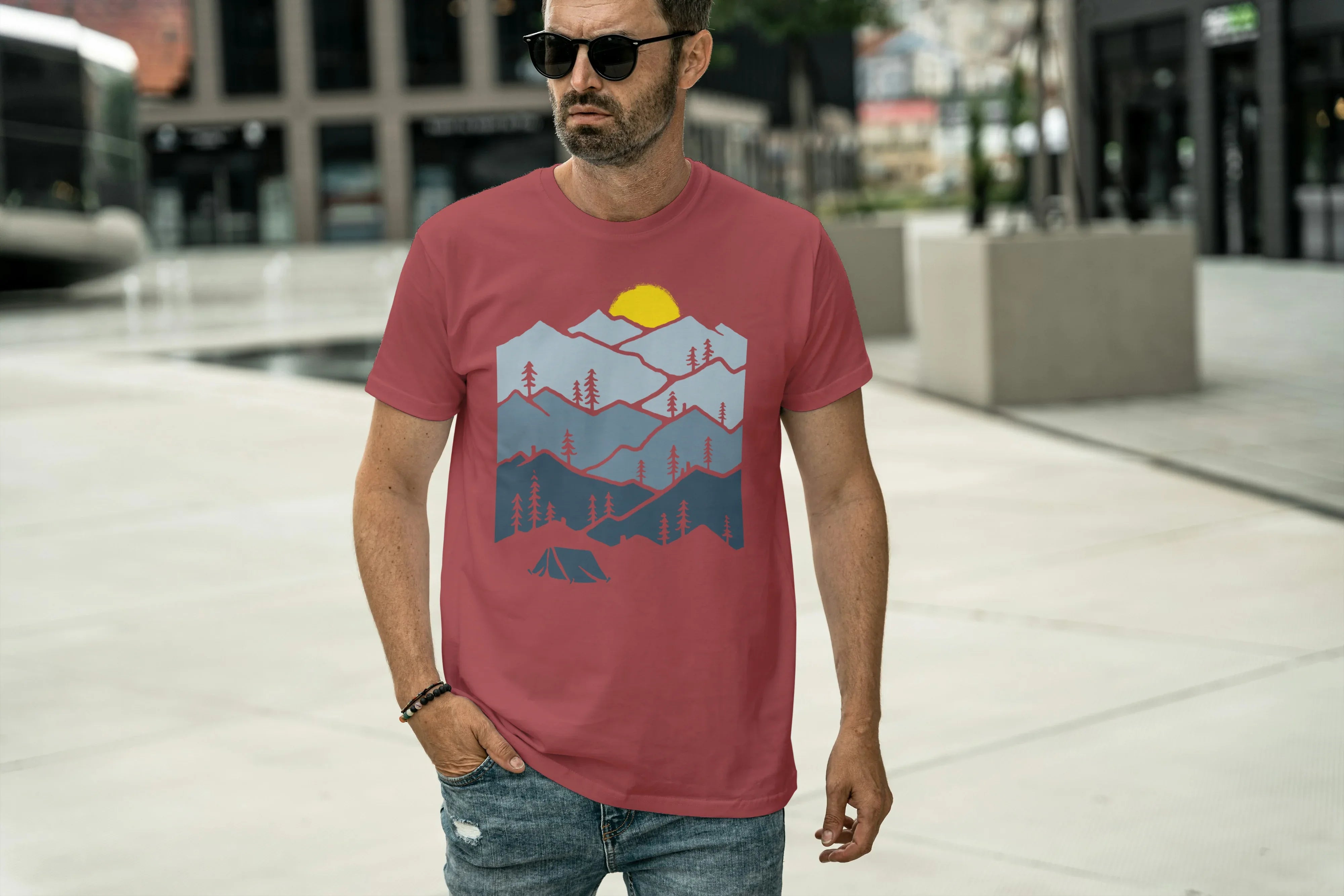 Mountains Graphic Classic Crew T-Shirt for Men - Not So Suttle