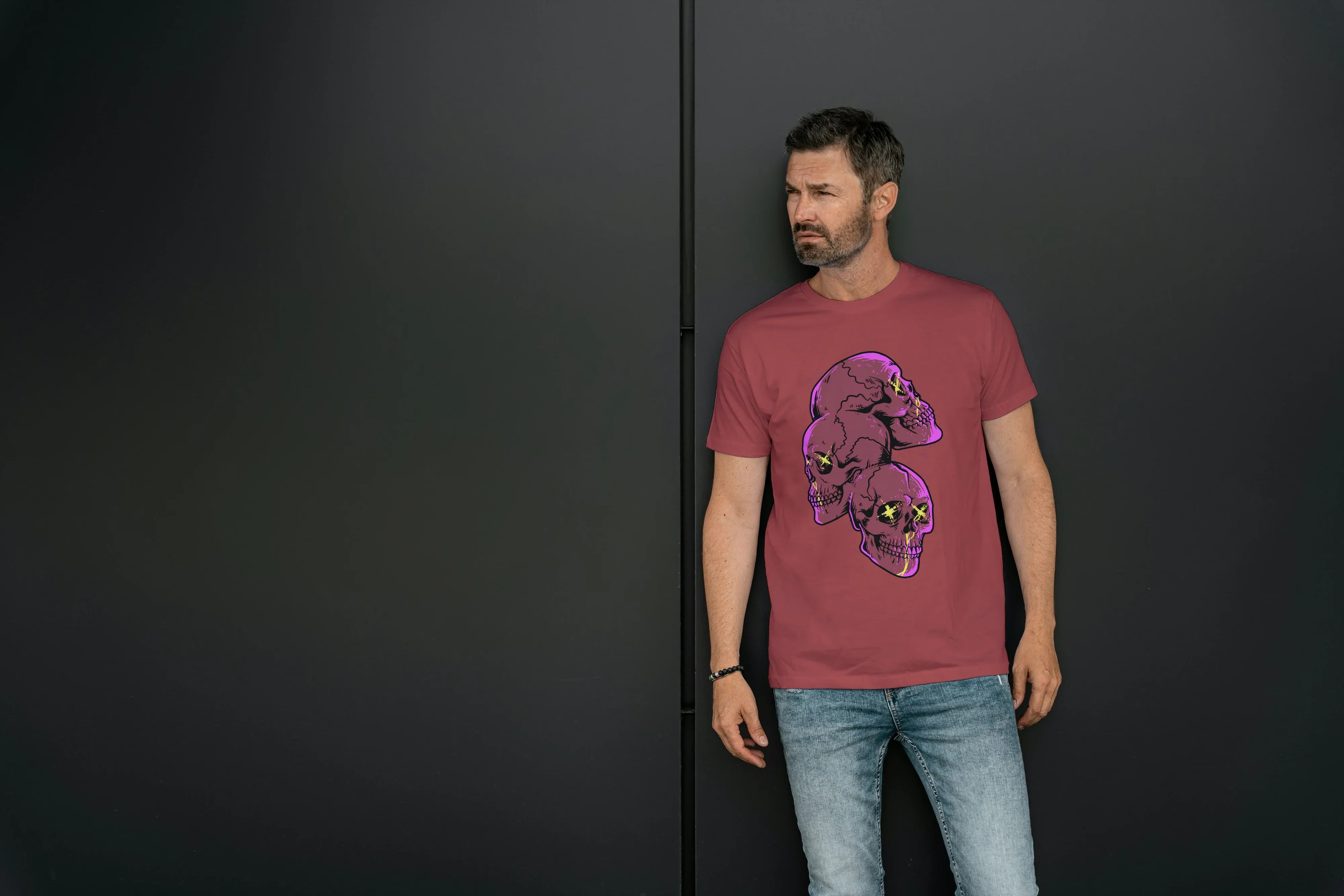 Red Skulls Graphic Classic Crew T-Shirt for Men - Not So Suttle