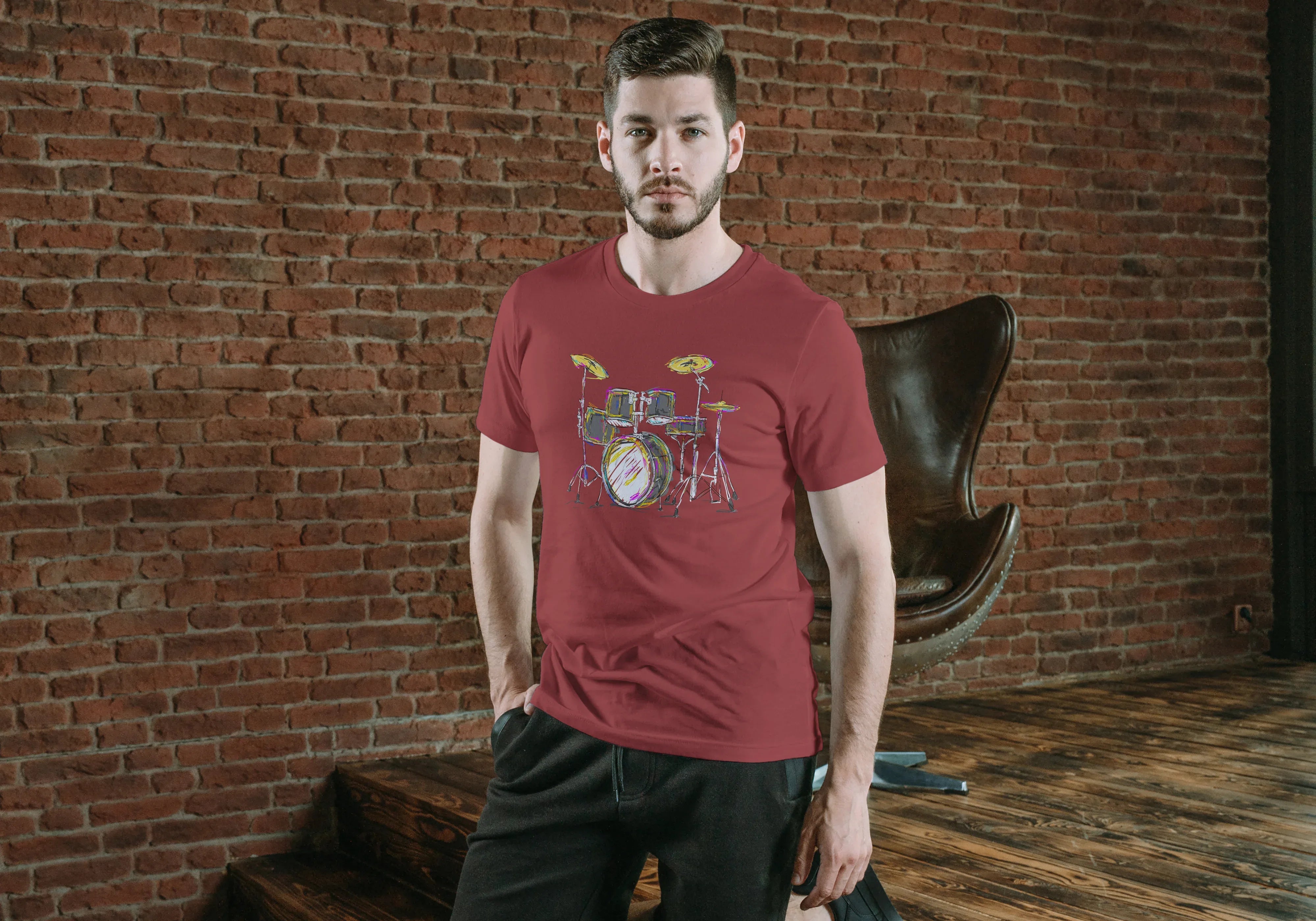 Drums Graphic Classic Crew T-Shirt for Men - Not So Suttle