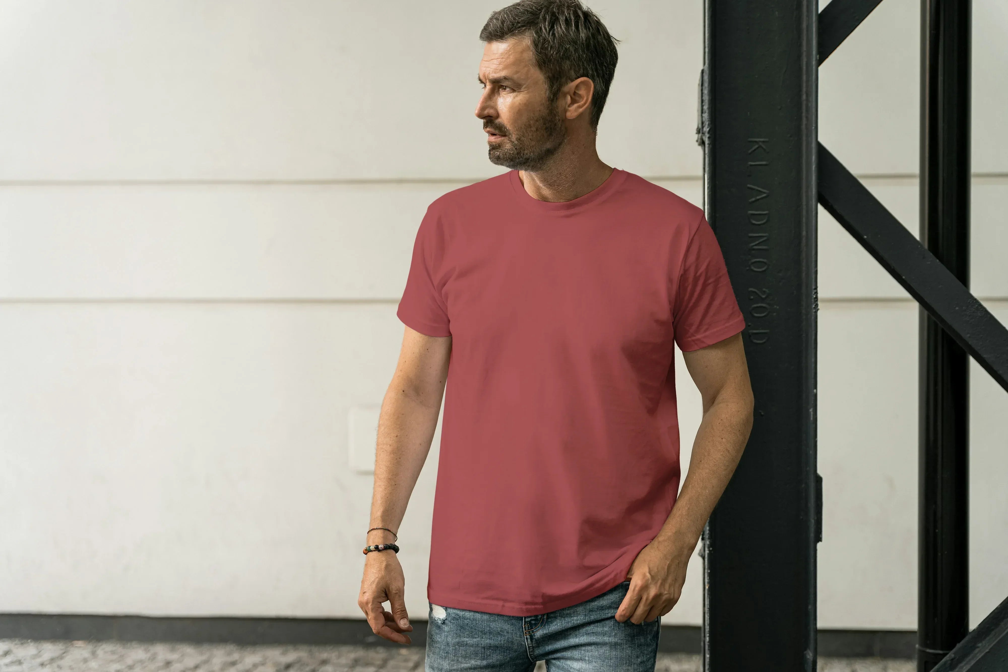 Solid Coral Classic Crew T-Shirt for Men - Not So Suttle