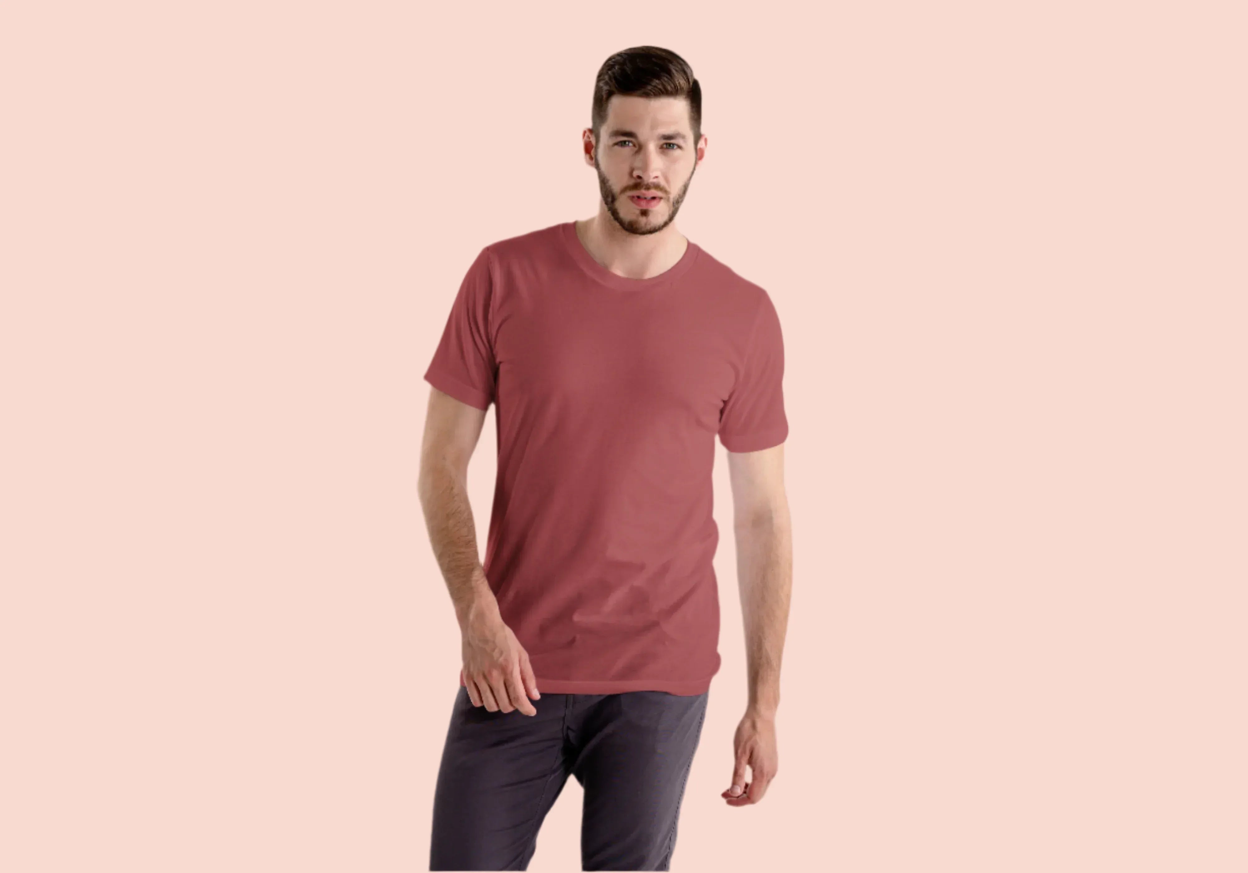 Solid Coral Classic Crew T-Shirt for Men - Not So Suttle