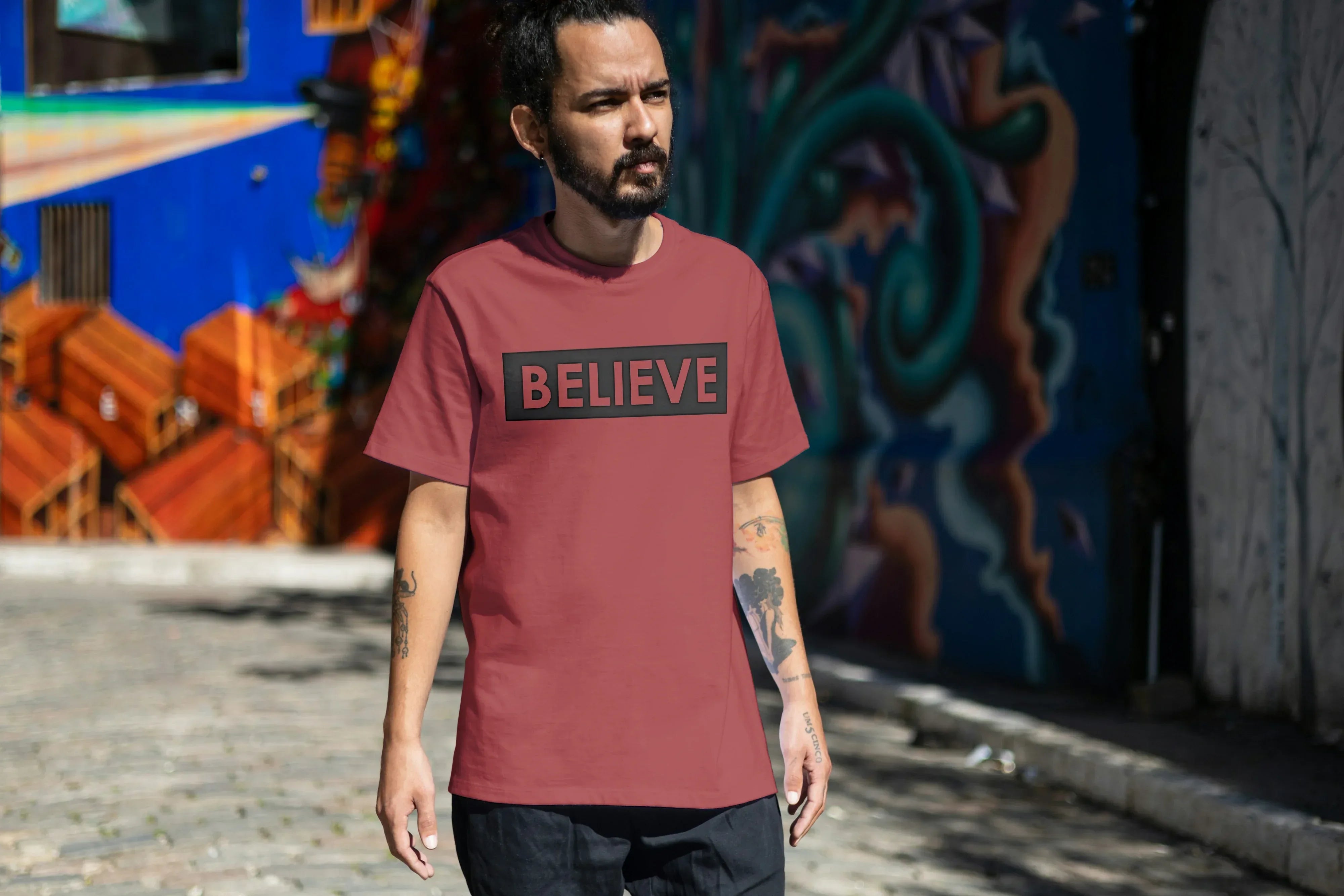 Believe Graphic Oversized Classic T-Shirt for Men - Not So Suttle