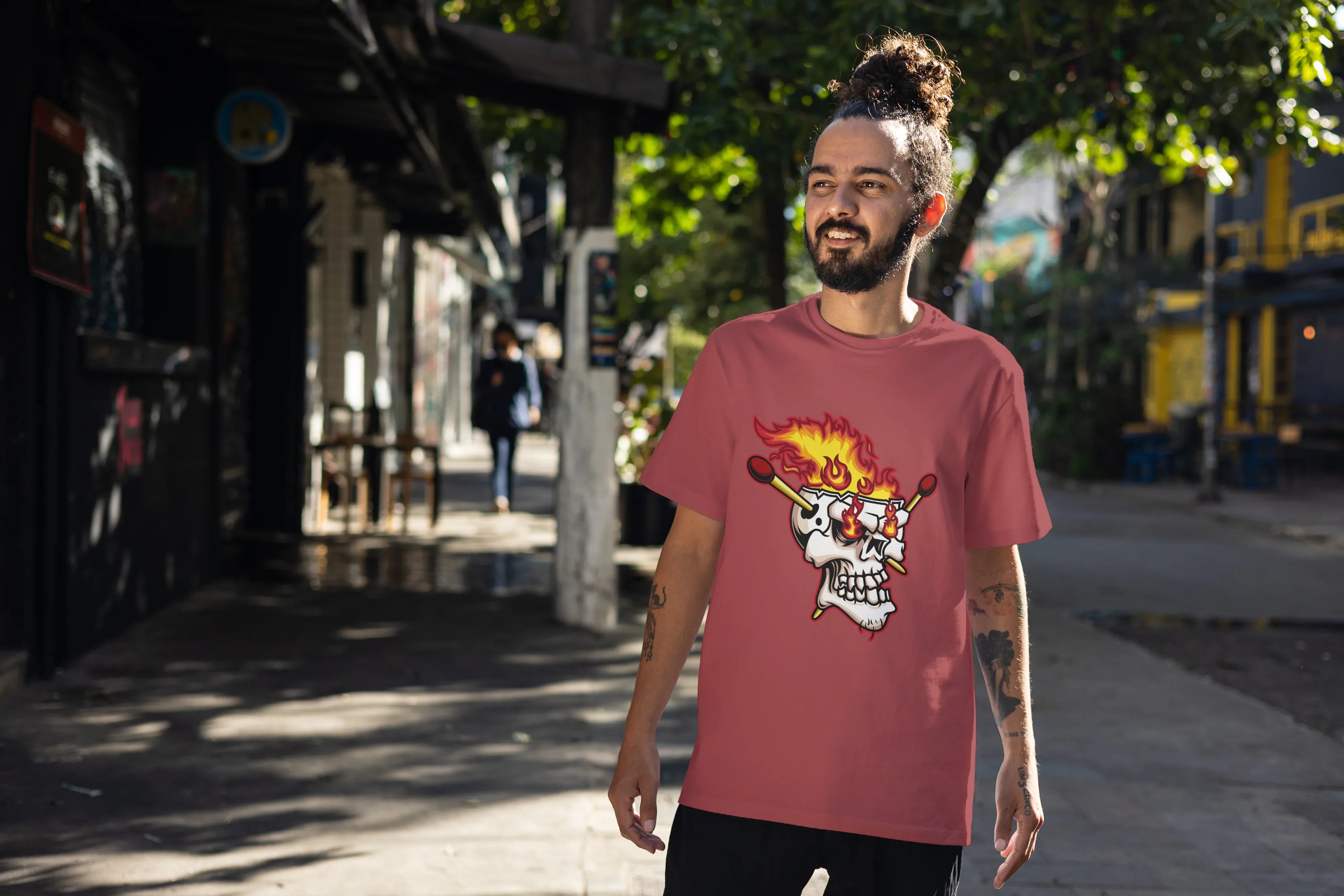 Fiery Skull Graphic Oversized Classic T-Shirt for Men - Not So Suttle