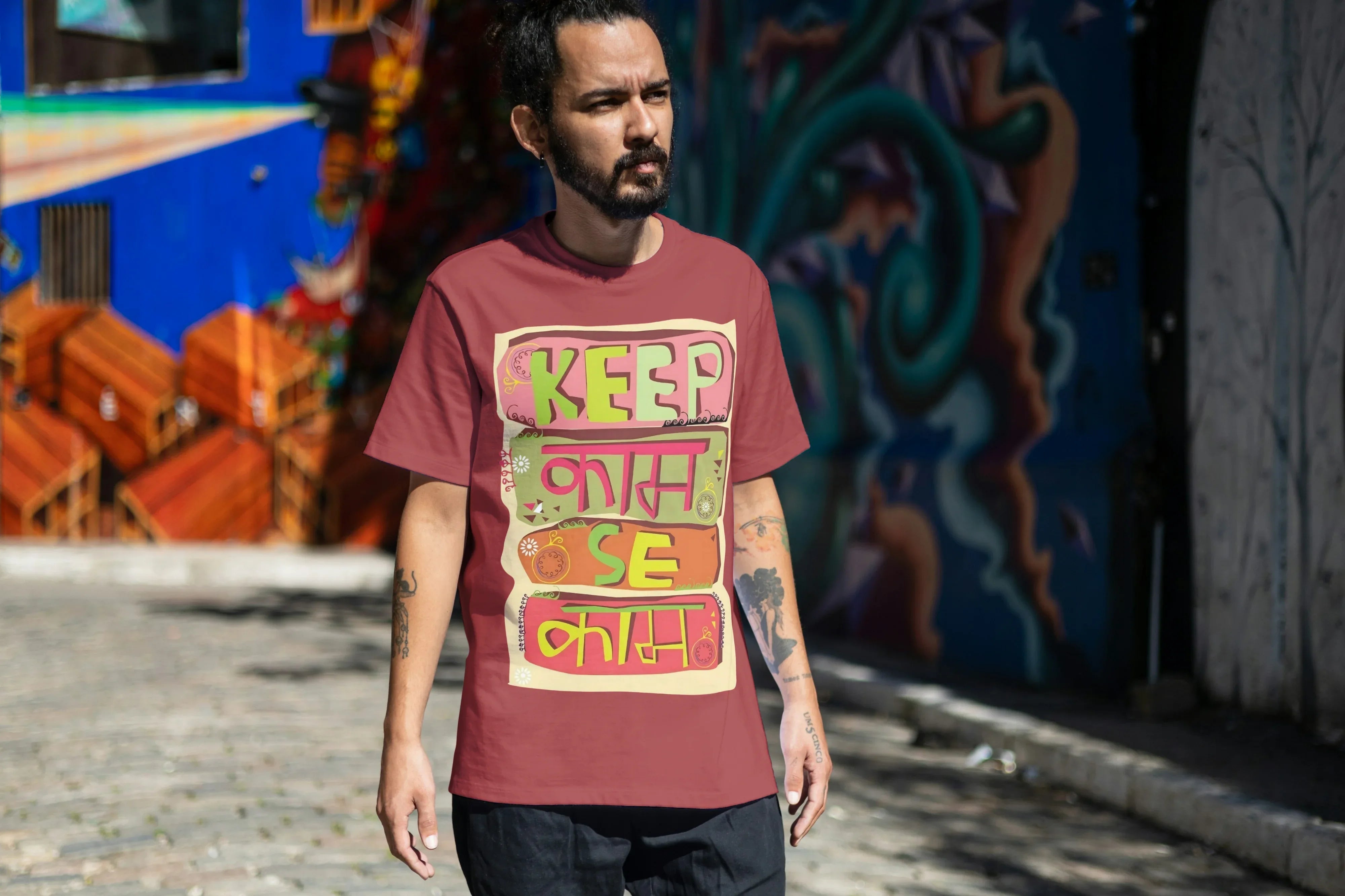 Keep Kaam Se Kaam Graphic Oversized Classic T-Shirt for Men - Not So Suttle