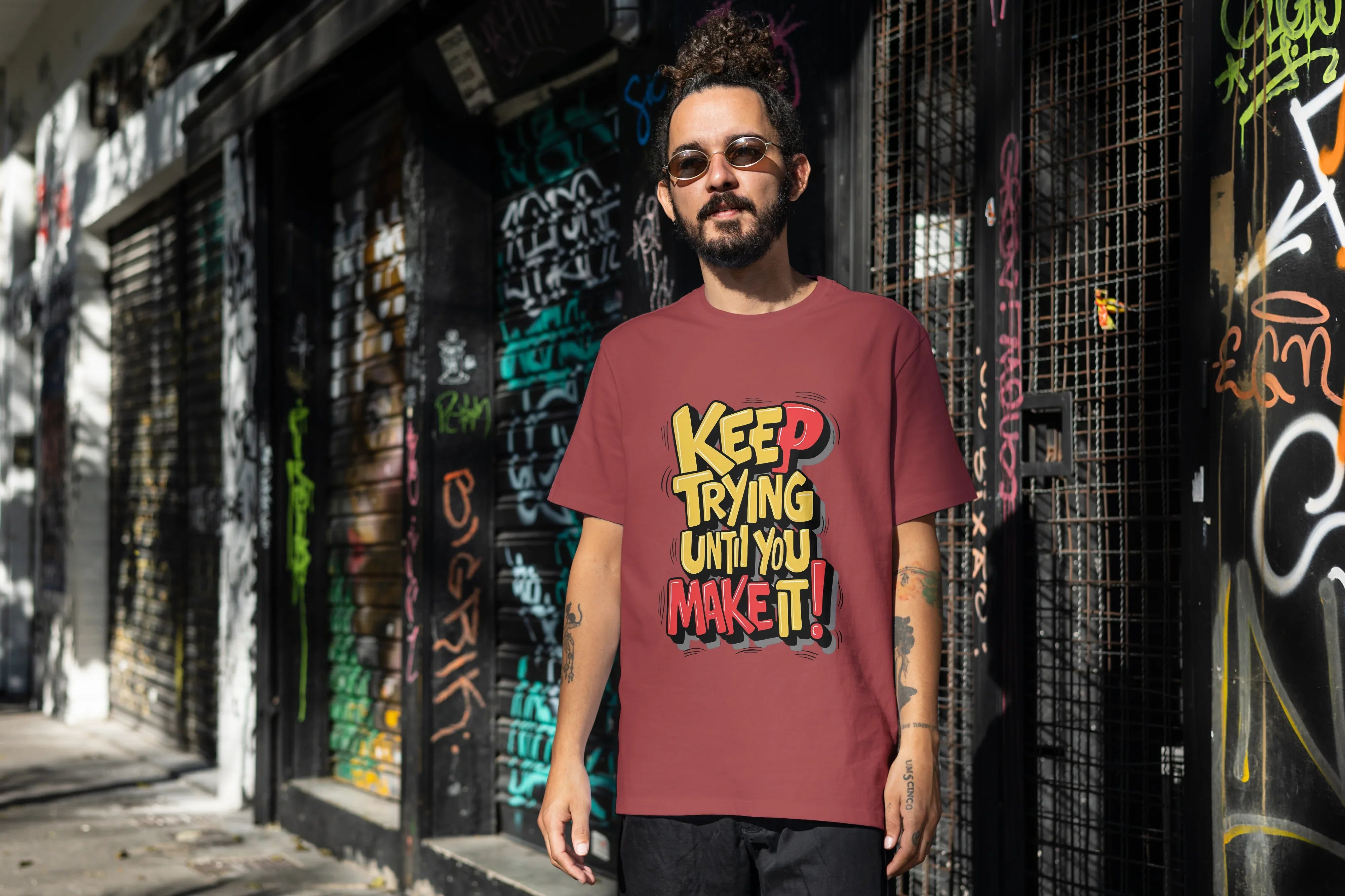 Keep Trying Graphic Oversized Classic T-Shirt for Men - Not So Suttle