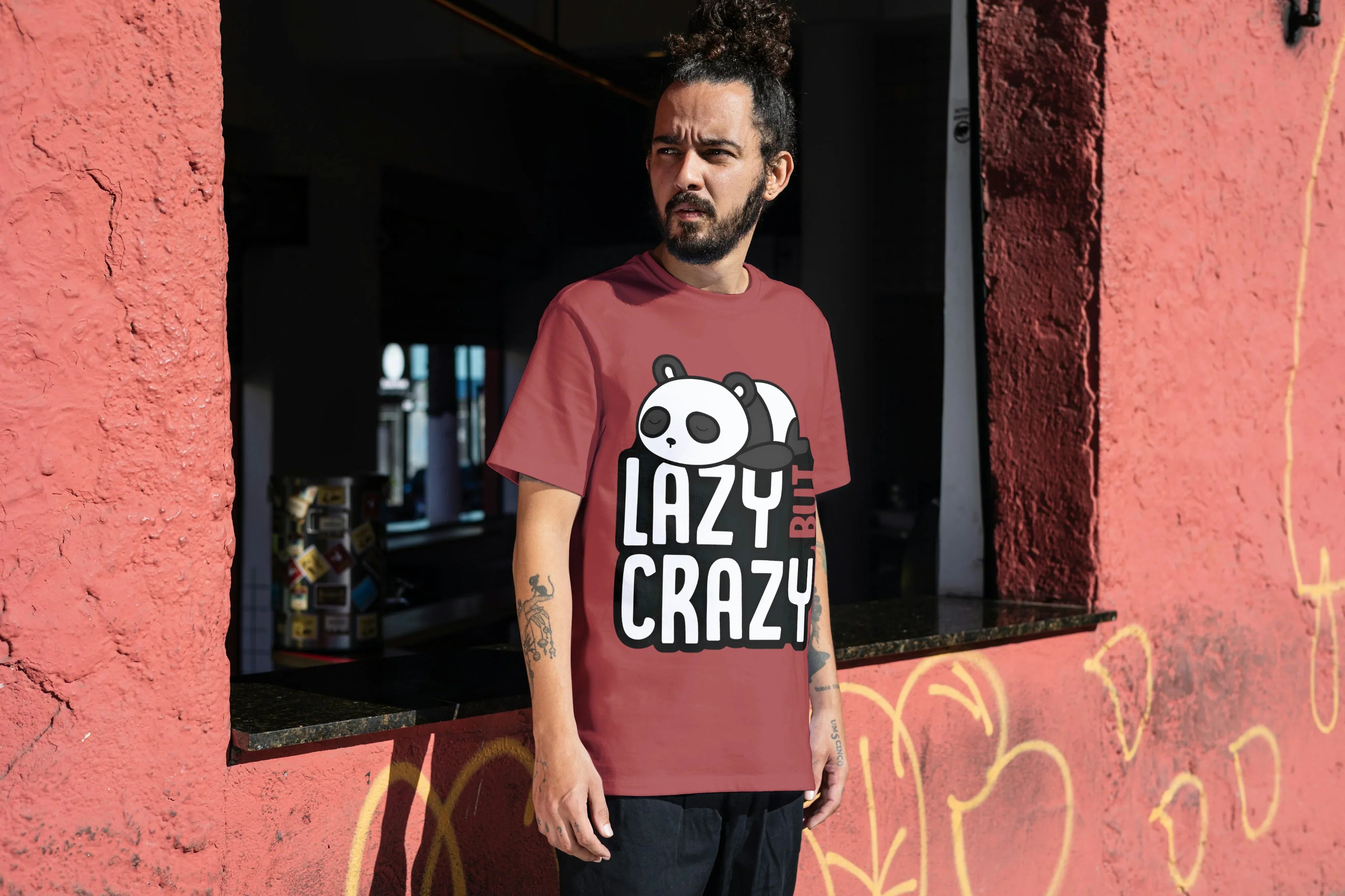 Lazy But Crazy Graphic Oversized Classic T-Shirt for Men - Not So Suttle